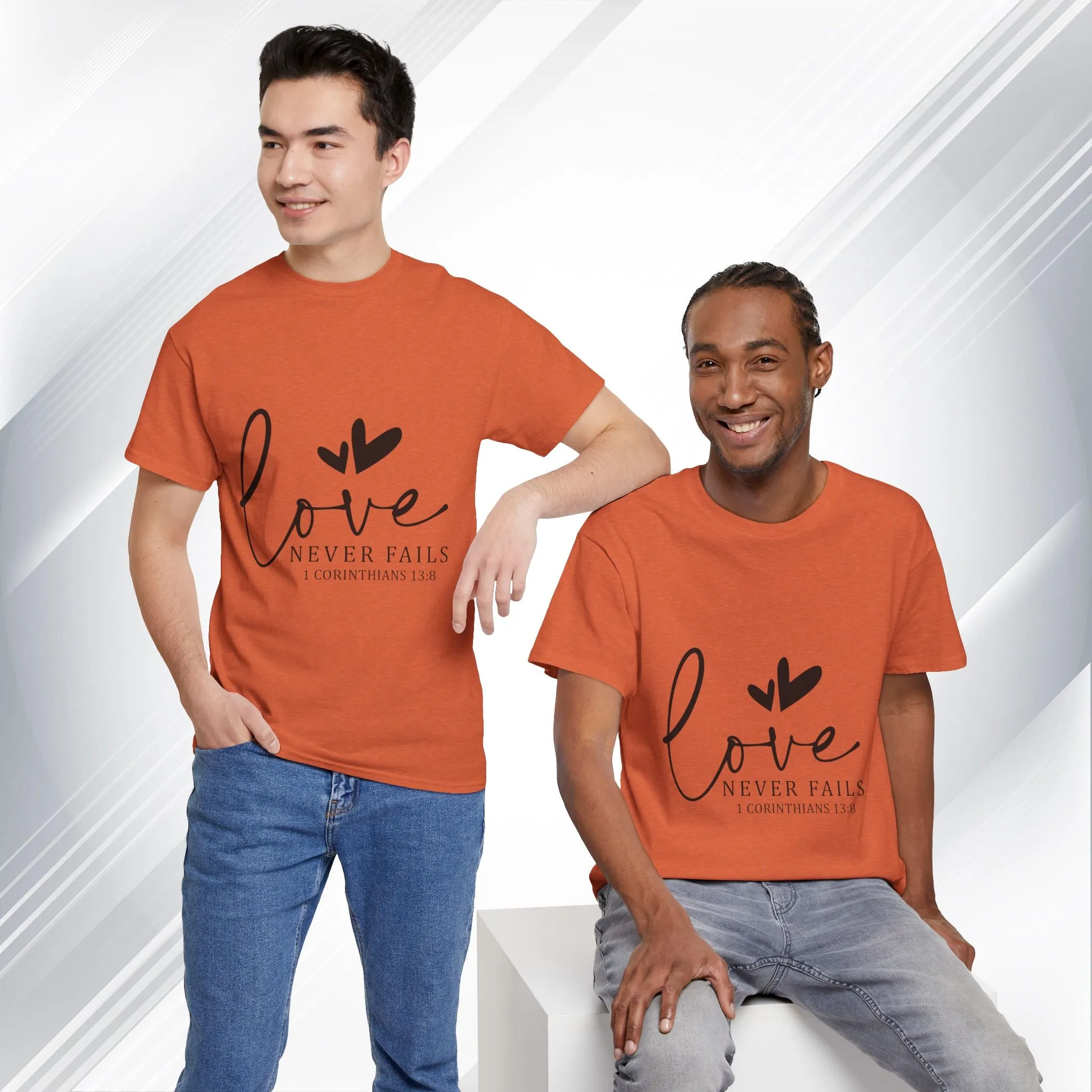 Love Never Fails Unisex Heavy Cotton Tee - Inspirational Christian T-Shirt