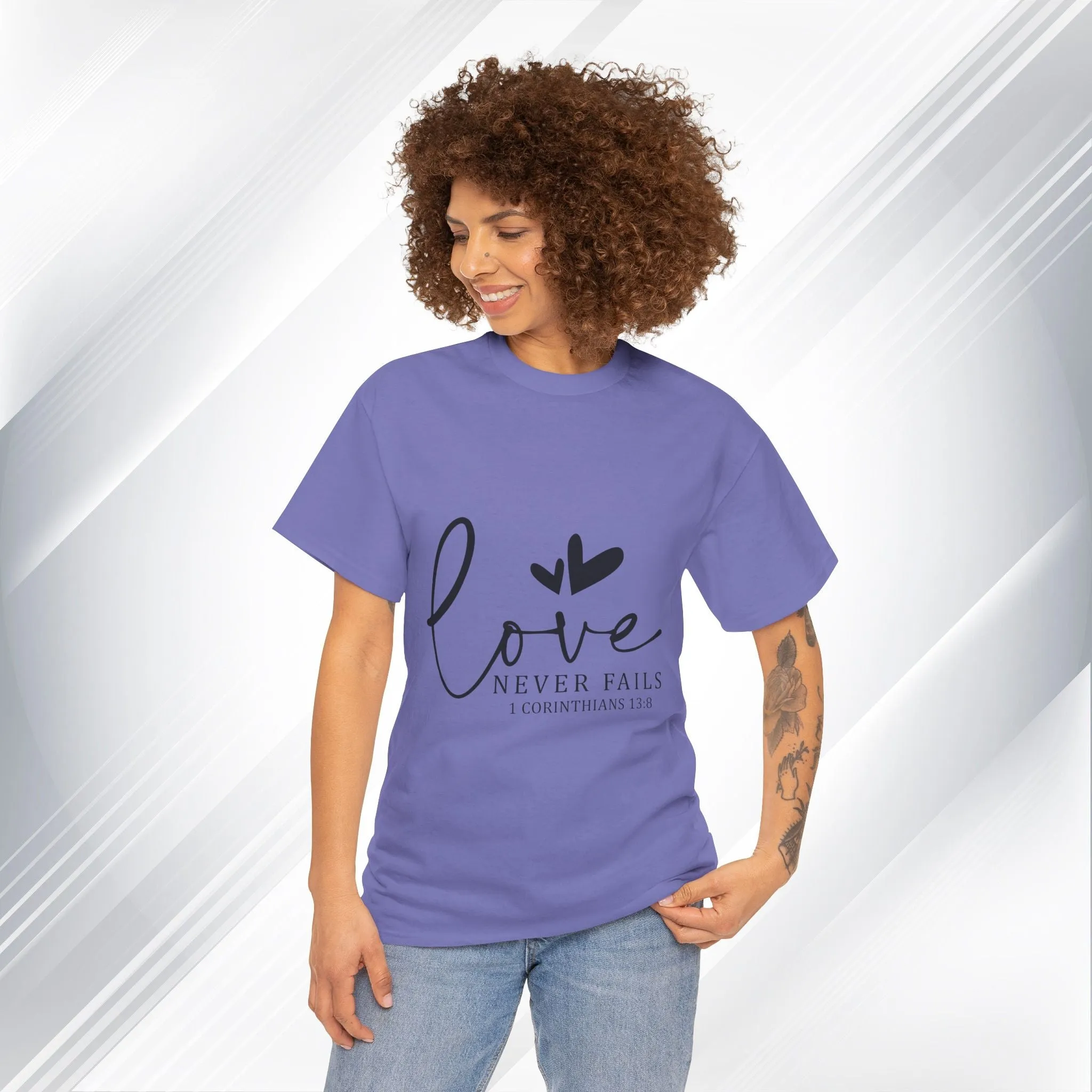 Love Never Fails Unisex Heavy Cotton Tee - Inspirational Christian T-Shirt