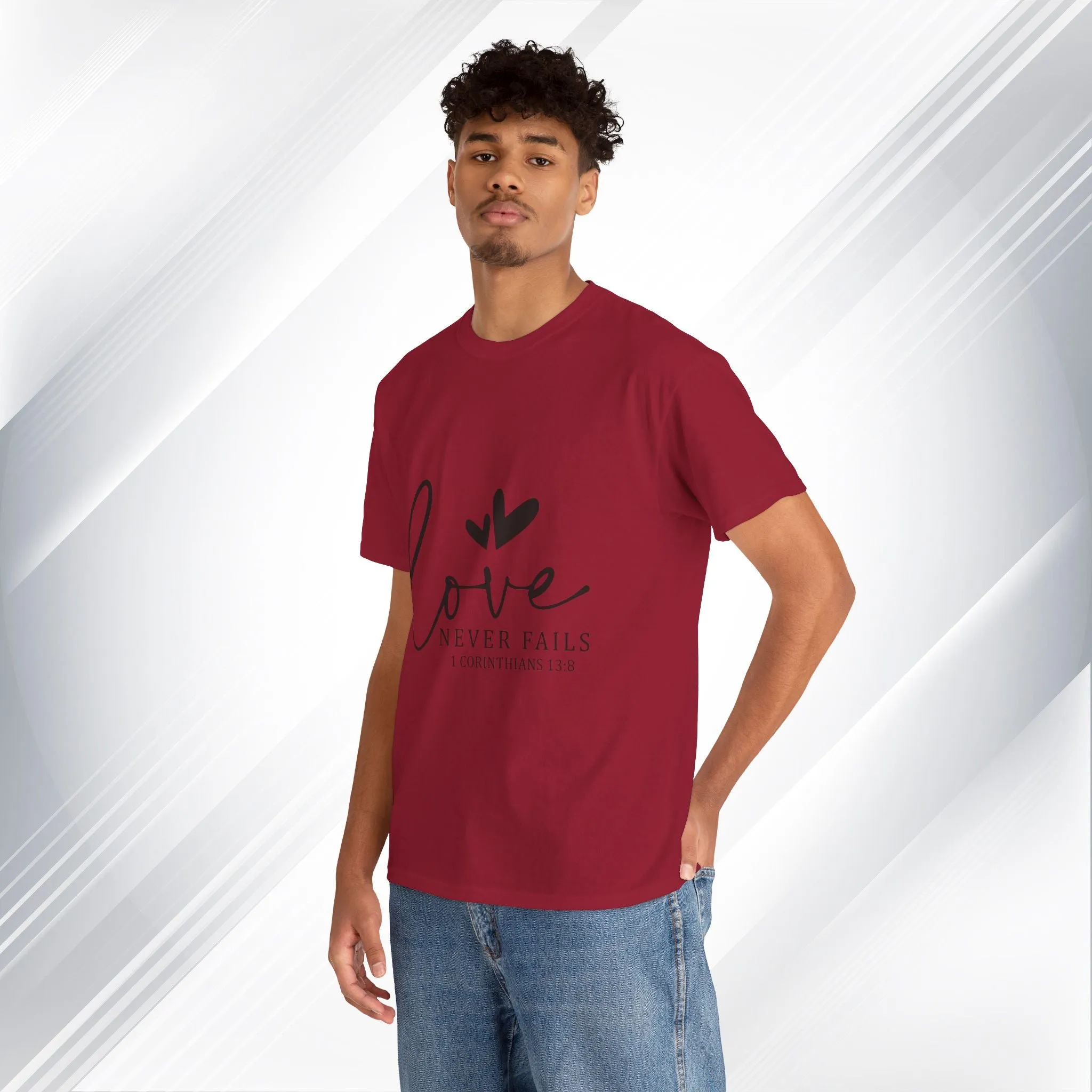Love Never Fails Unisex Heavy Cotton Tee - Inspirational Christian T-Shirt