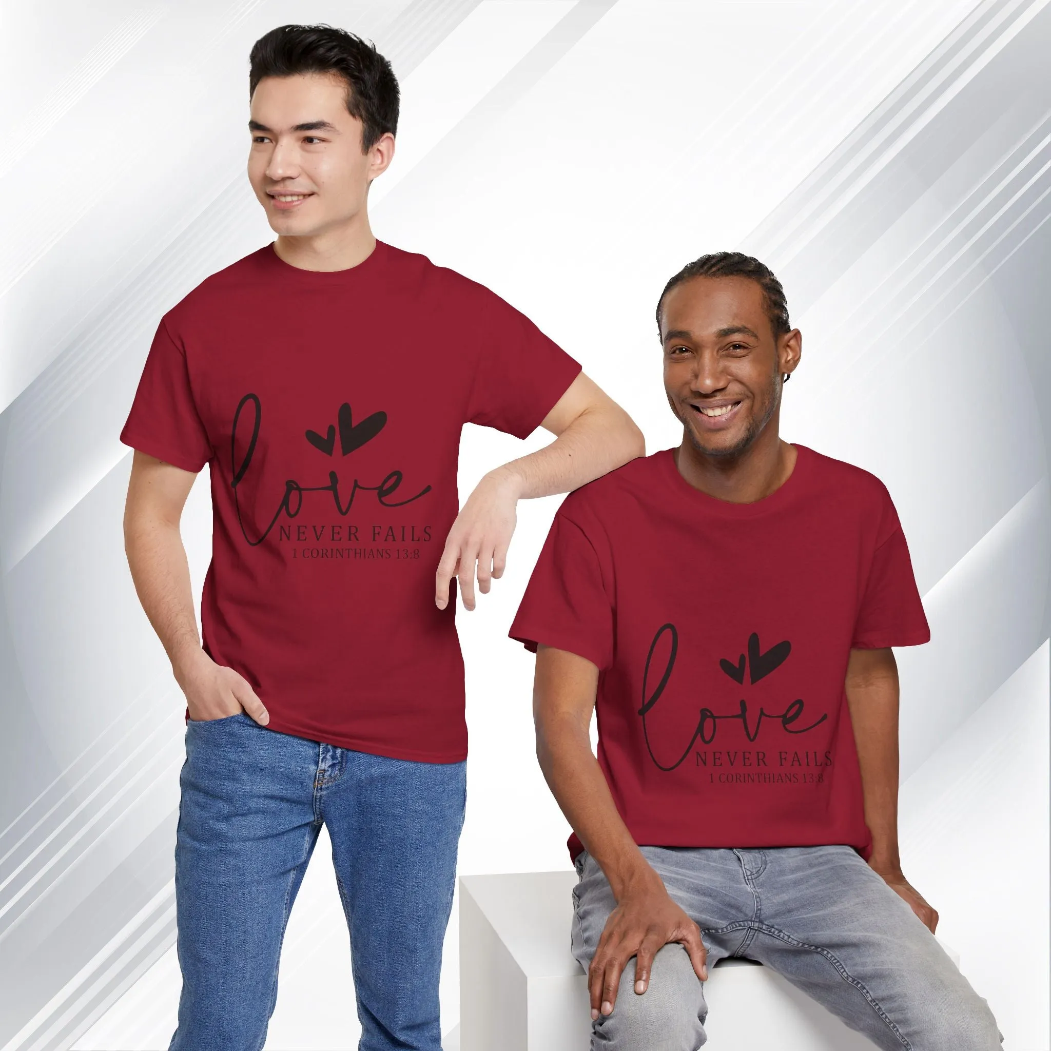 Love Never Fails Unisex Heavy Cotton Tee - Inspirational Christian T-Shirt