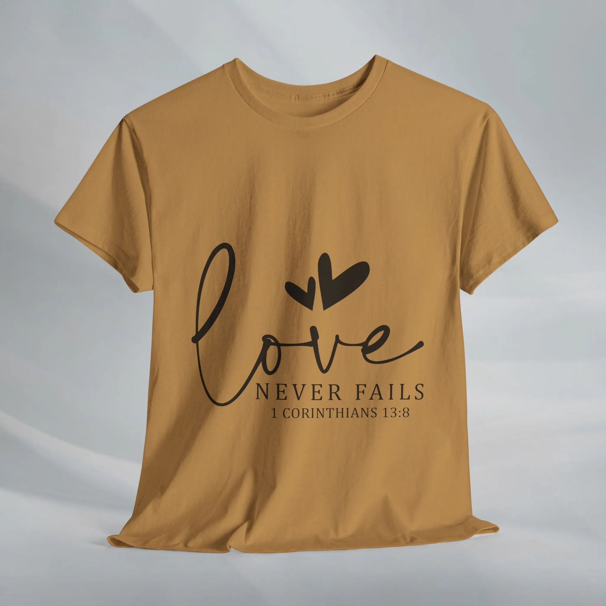 Love Never Fails Unisex Heavy Cotton Tee - Inspirational Christian T-Shirt
