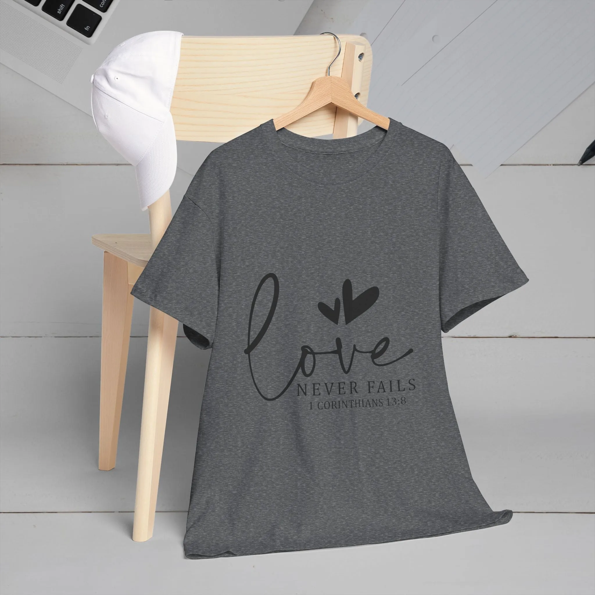 Love Never Fails Unisex Heavy Cotton Tee - Inspirational Christian T-Shirt