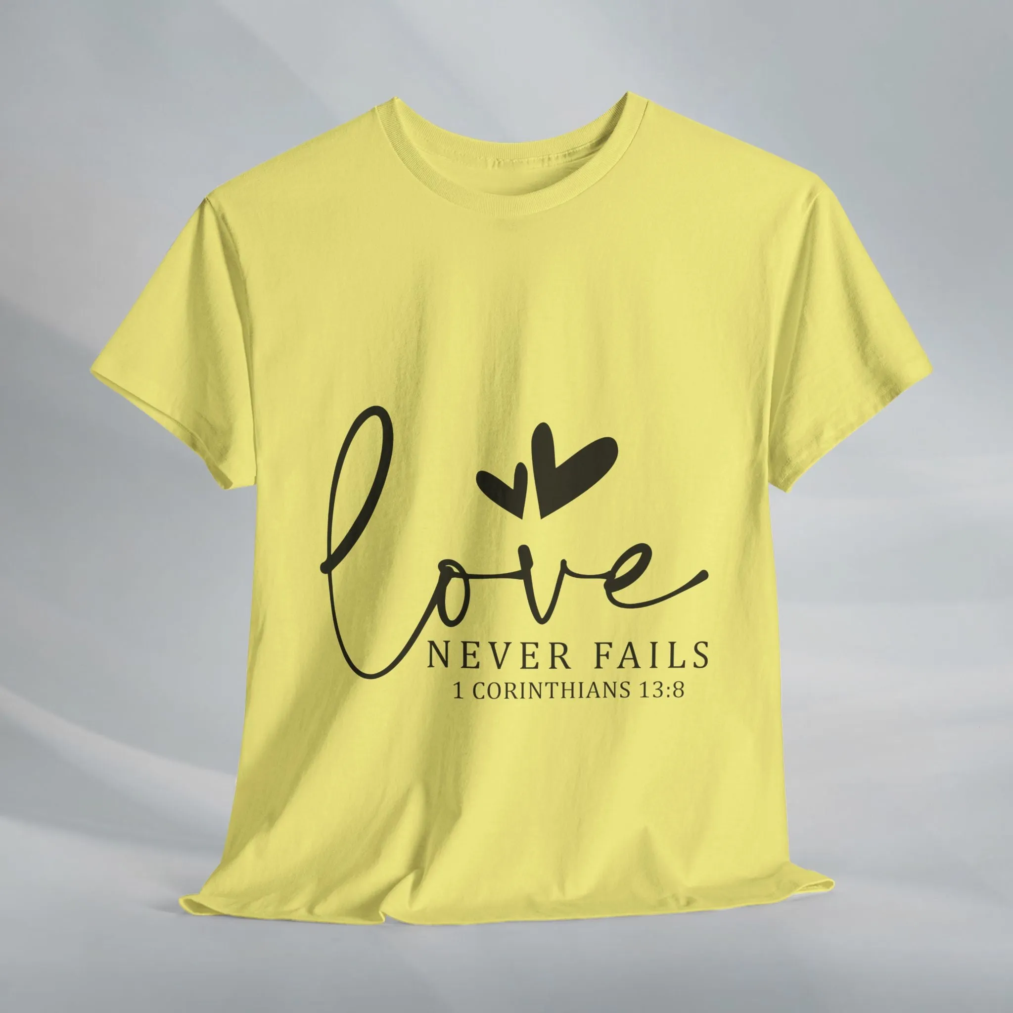 Love Never Fails Unisex Heavy Cotton Tee - Inspirational Christian T-Shirt