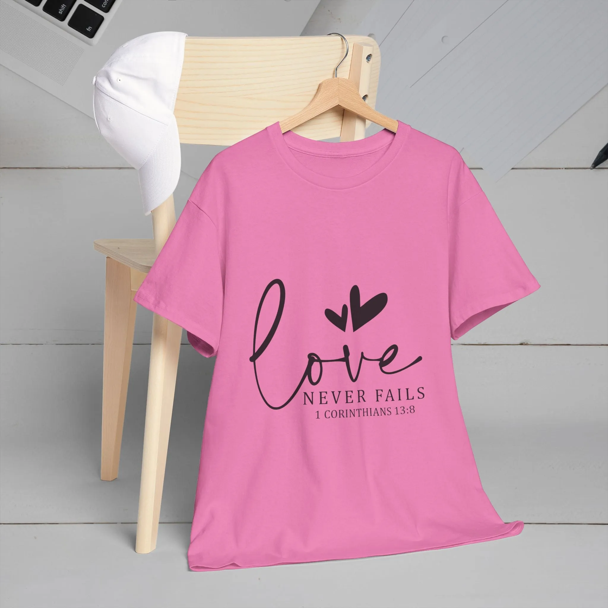 Love Never Fails Unisex Heavy Cotton Tee - Inspirational Christian T-Shirt