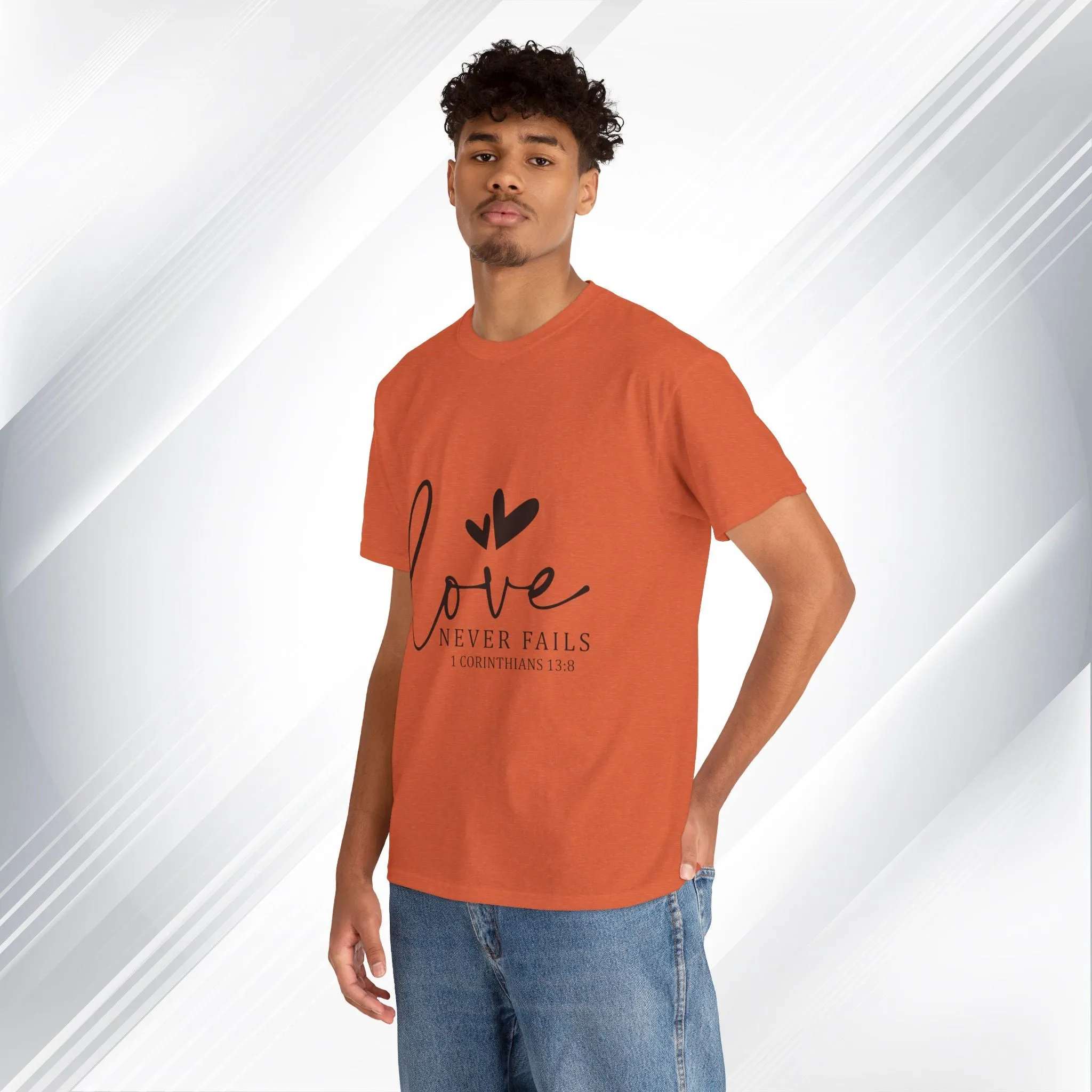 Love Never Fails Unisex Heavy Cotton Tee - Inspirational Christian T-Shirt
