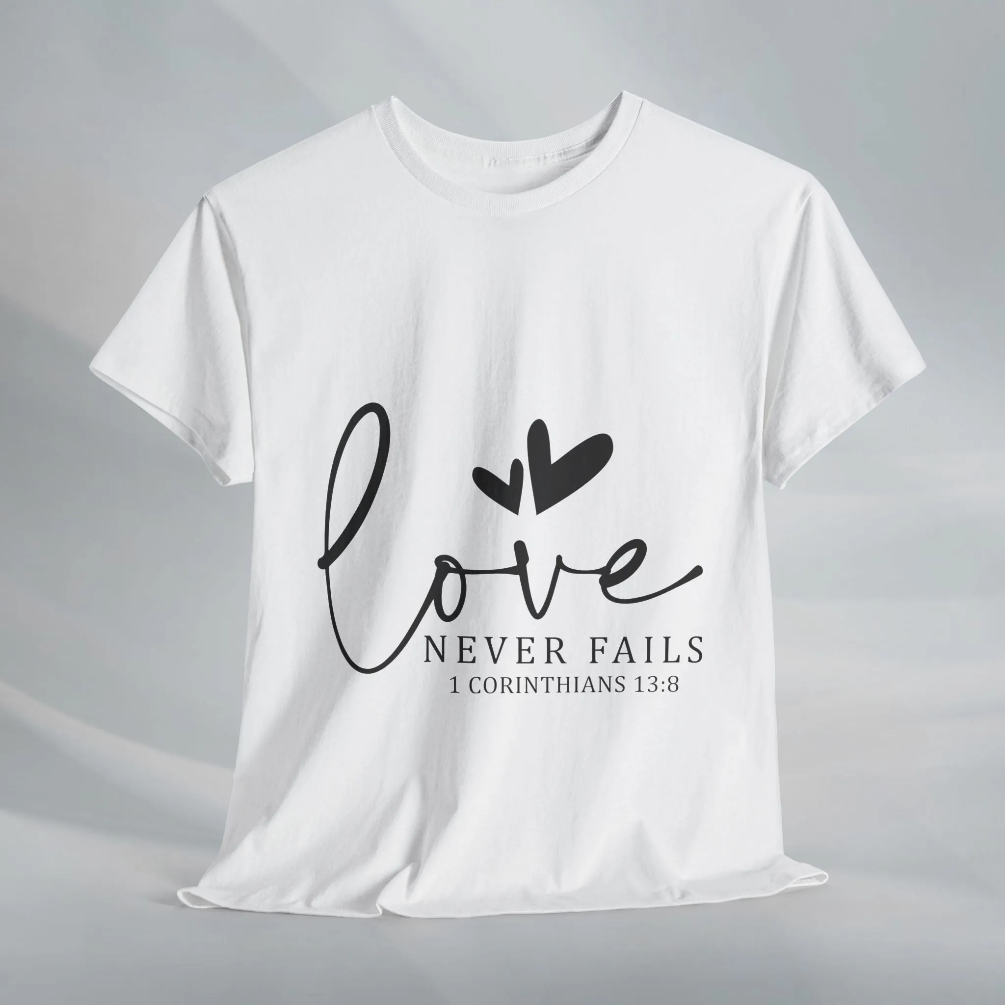 Love Never Fails Unisex Heavy Cotton Tee - Inspirational Christian T-Shirt