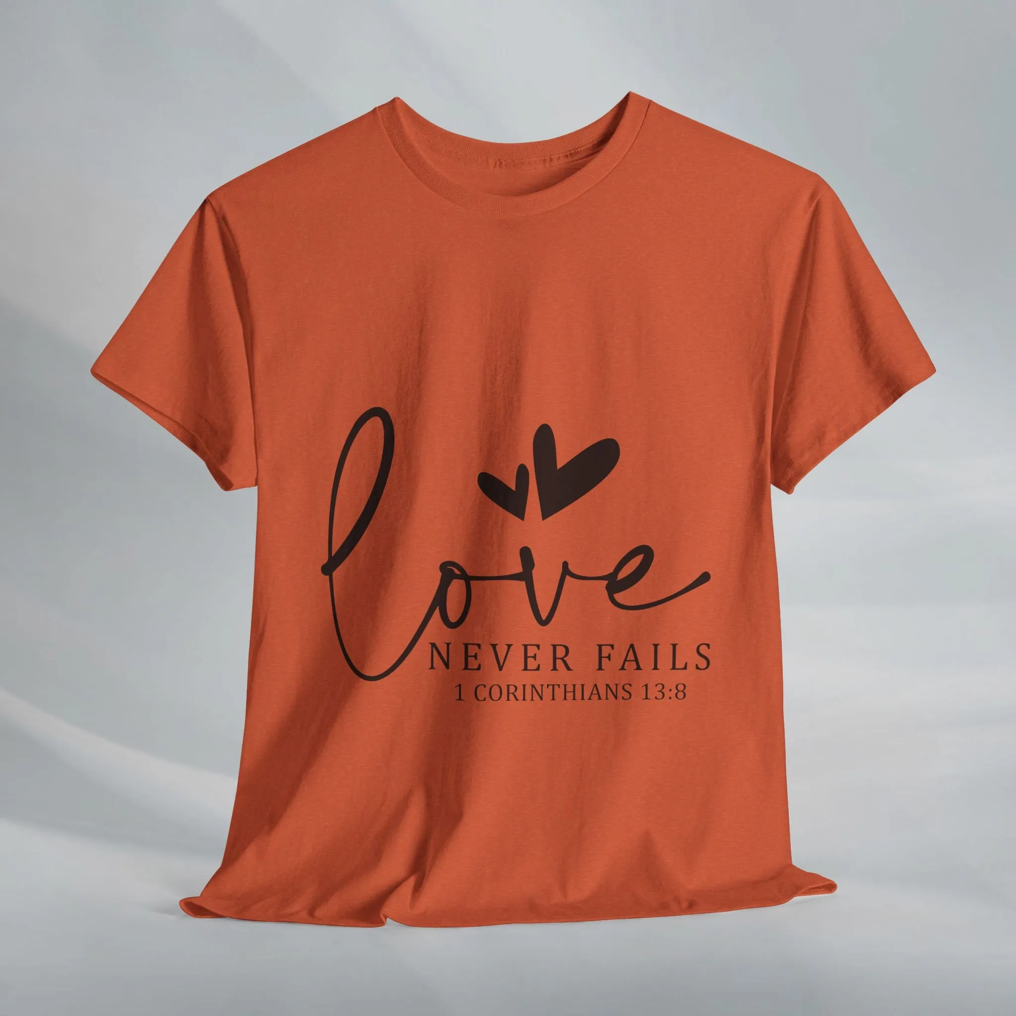 Love Never Fails Unisex Heavy Cotton Tee - Inspirational Christian T-Shirt