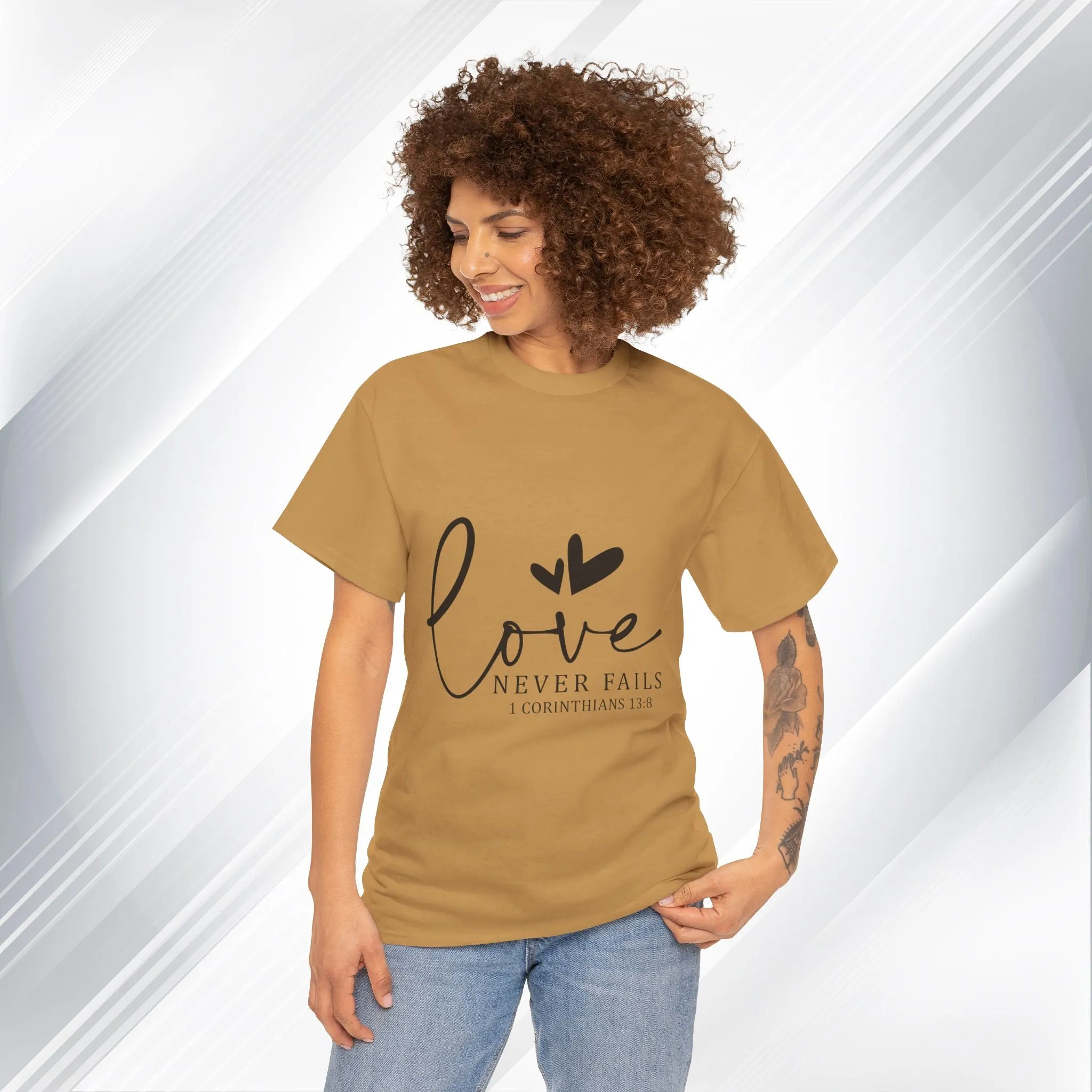 Love Never Fails Unisex Heavy Cotton Tee - Inspirational Christian T-Shirt