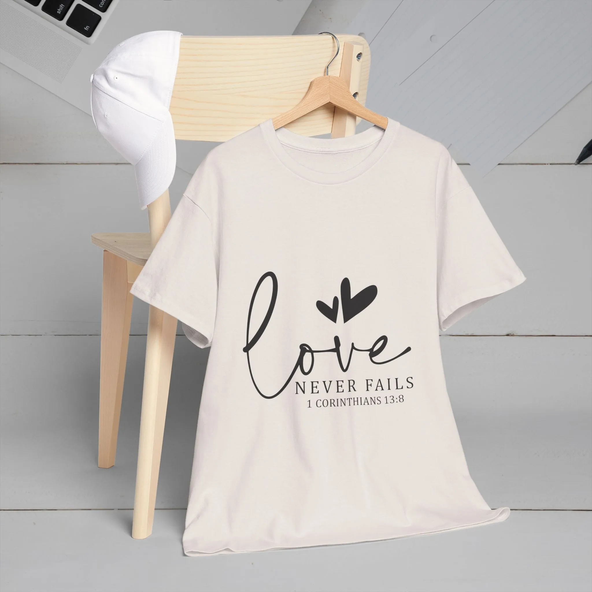 Love Never Fails Unisex Heavy Cotton Tee - Inspirational Christian T-Shirt