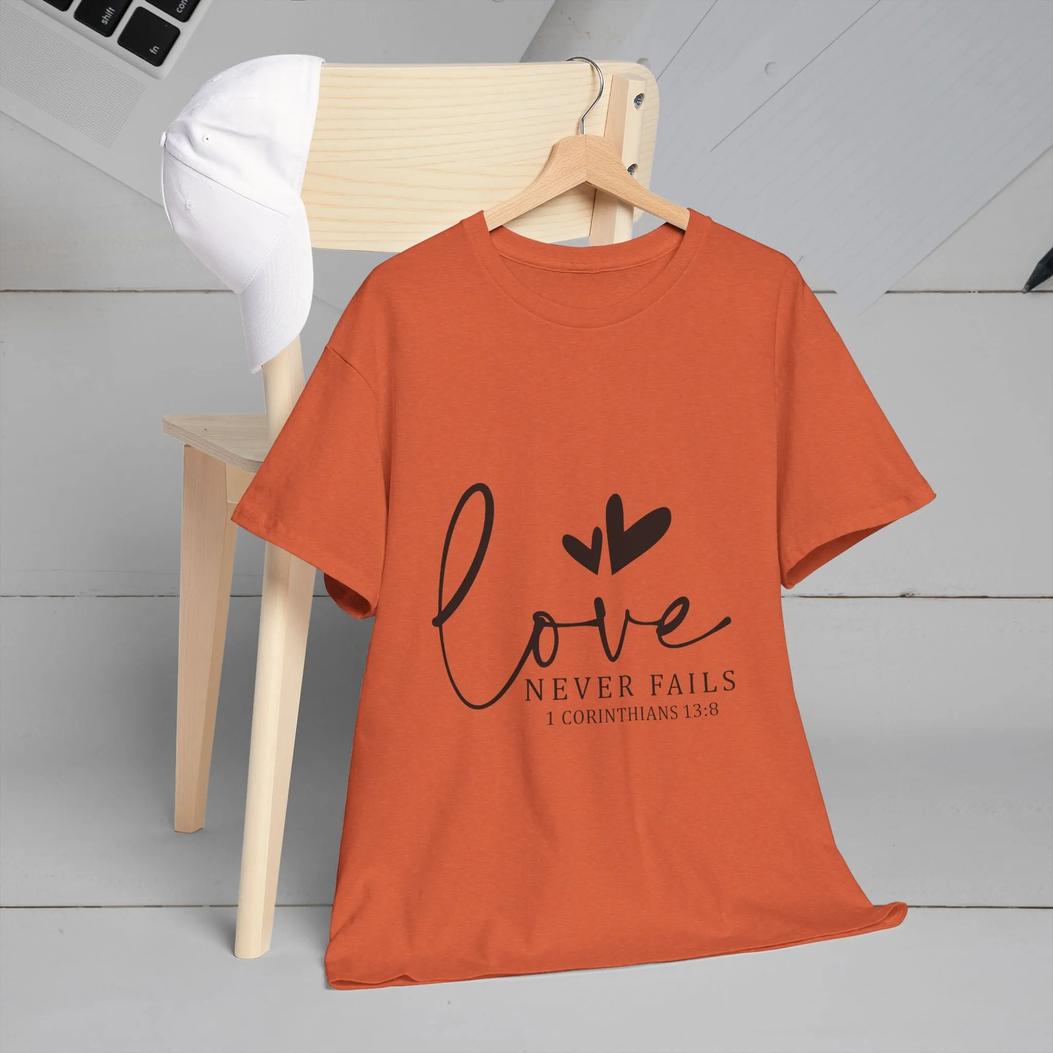 Love Never Fails Unisex Heavy Cotton Tee - Inspirational Christian T-Shirt