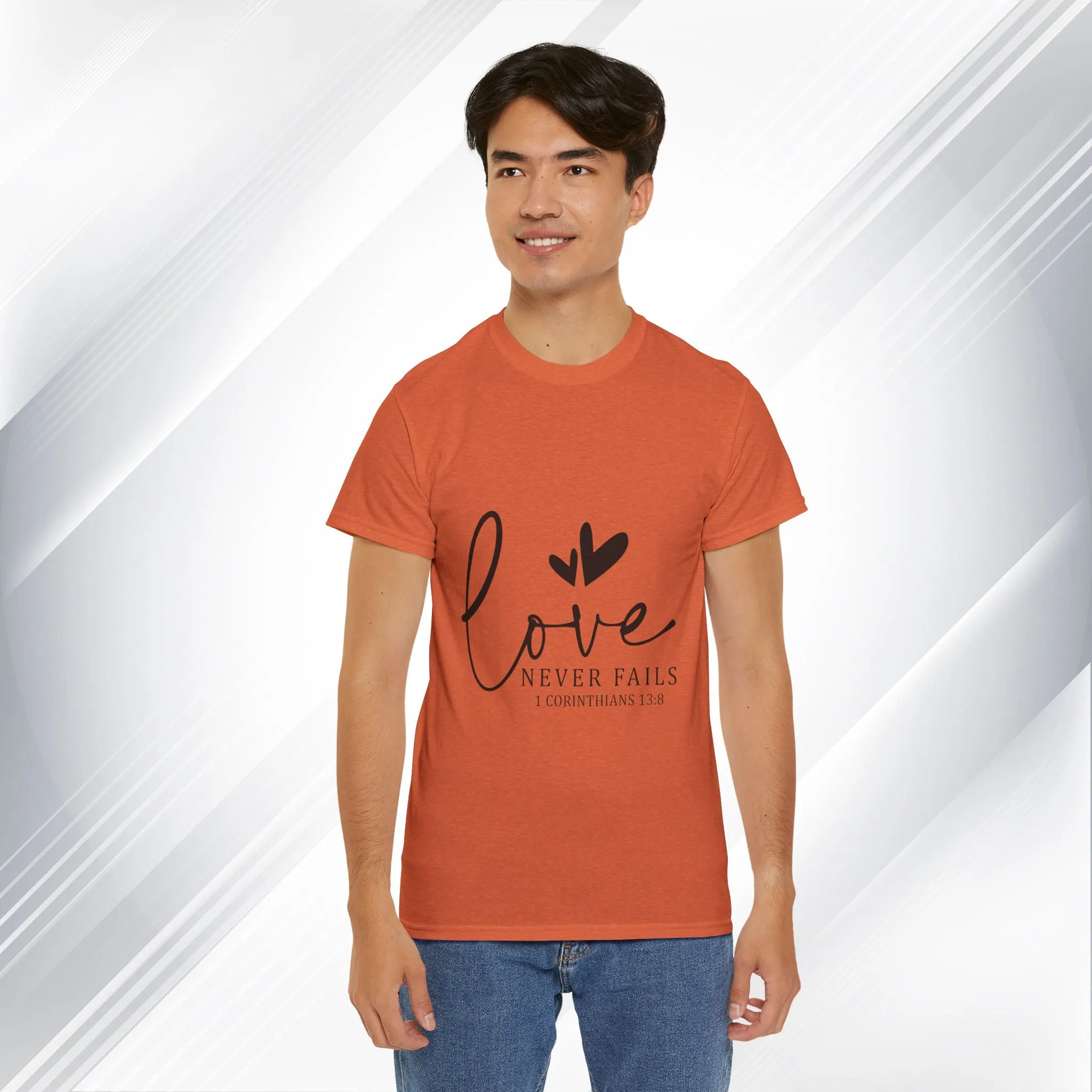 Love Never Fails Unisex Heavy Cotton Tee - Inspirational Christian T-Shirt