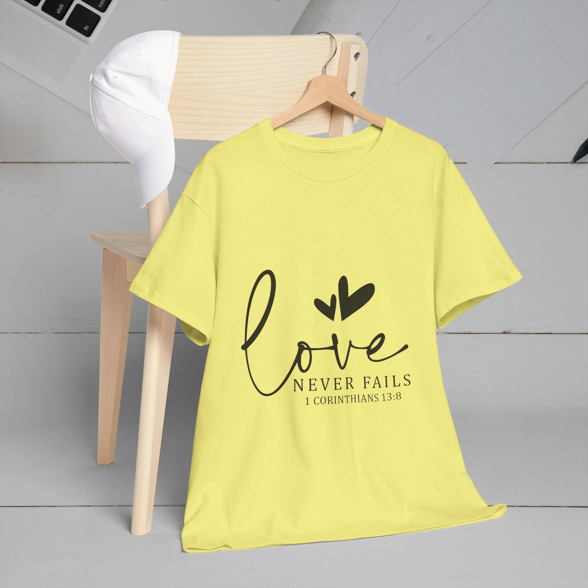 Love Never Fails Unisex Heavy Cotton Tee - Inspirational Christian T-Shirt