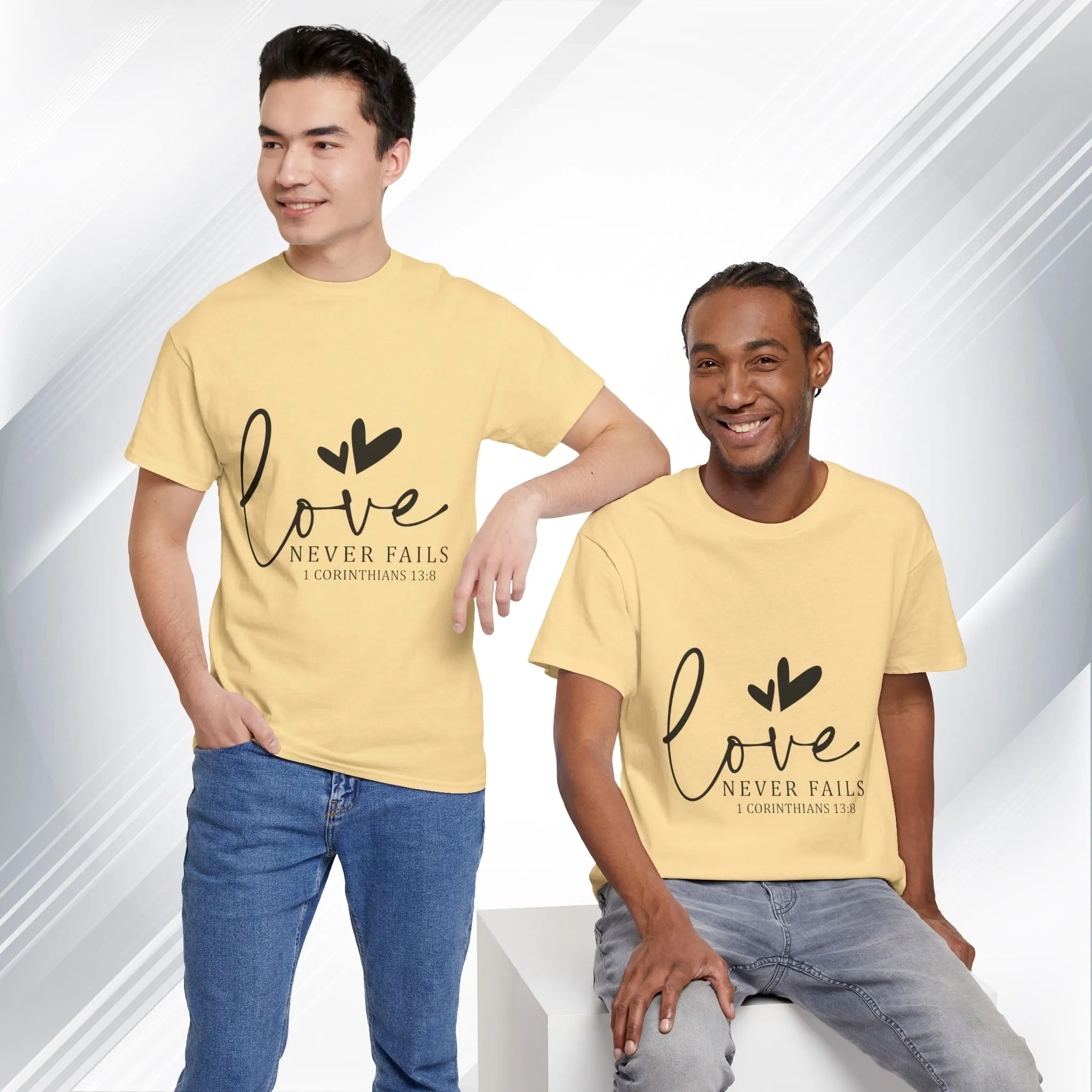 Love Never Fails Unisex Heavy Cotton Tee - Inspirational Christian T-Shirt