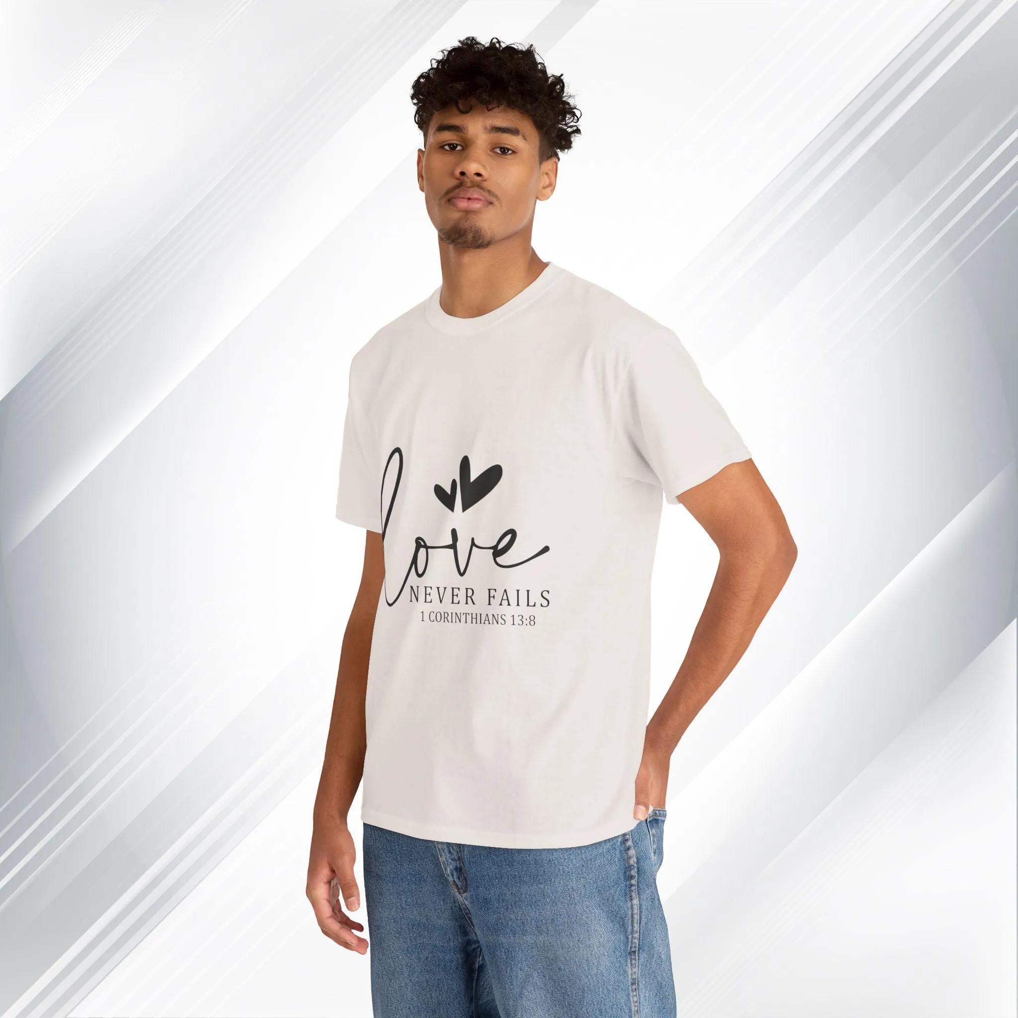 Love Never Fails Unisex Heavy Cotton Tee - Inspirational Christian T-Shirt