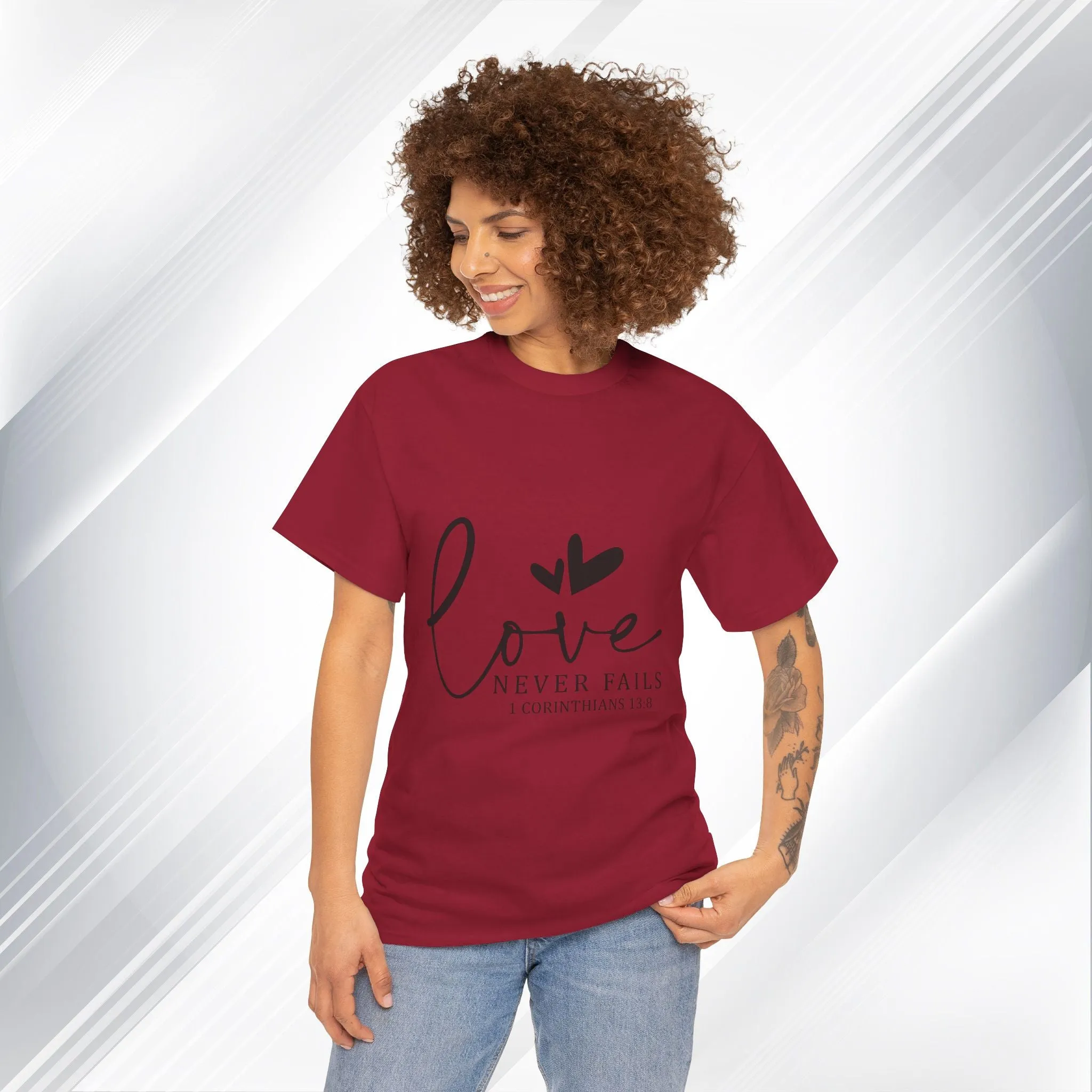 Love Never Fails Unisex Heavy Cotton Tee - Inspirational Christian T-Shirt