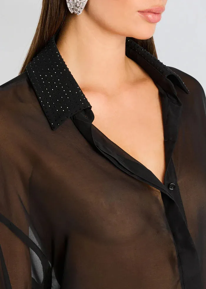 Lovelyn Chiffon Top - Black