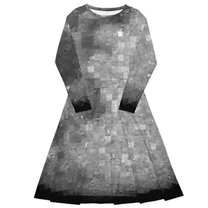 LRO Moon Mosaic Long-Sleeve Midi Dress with Pockets