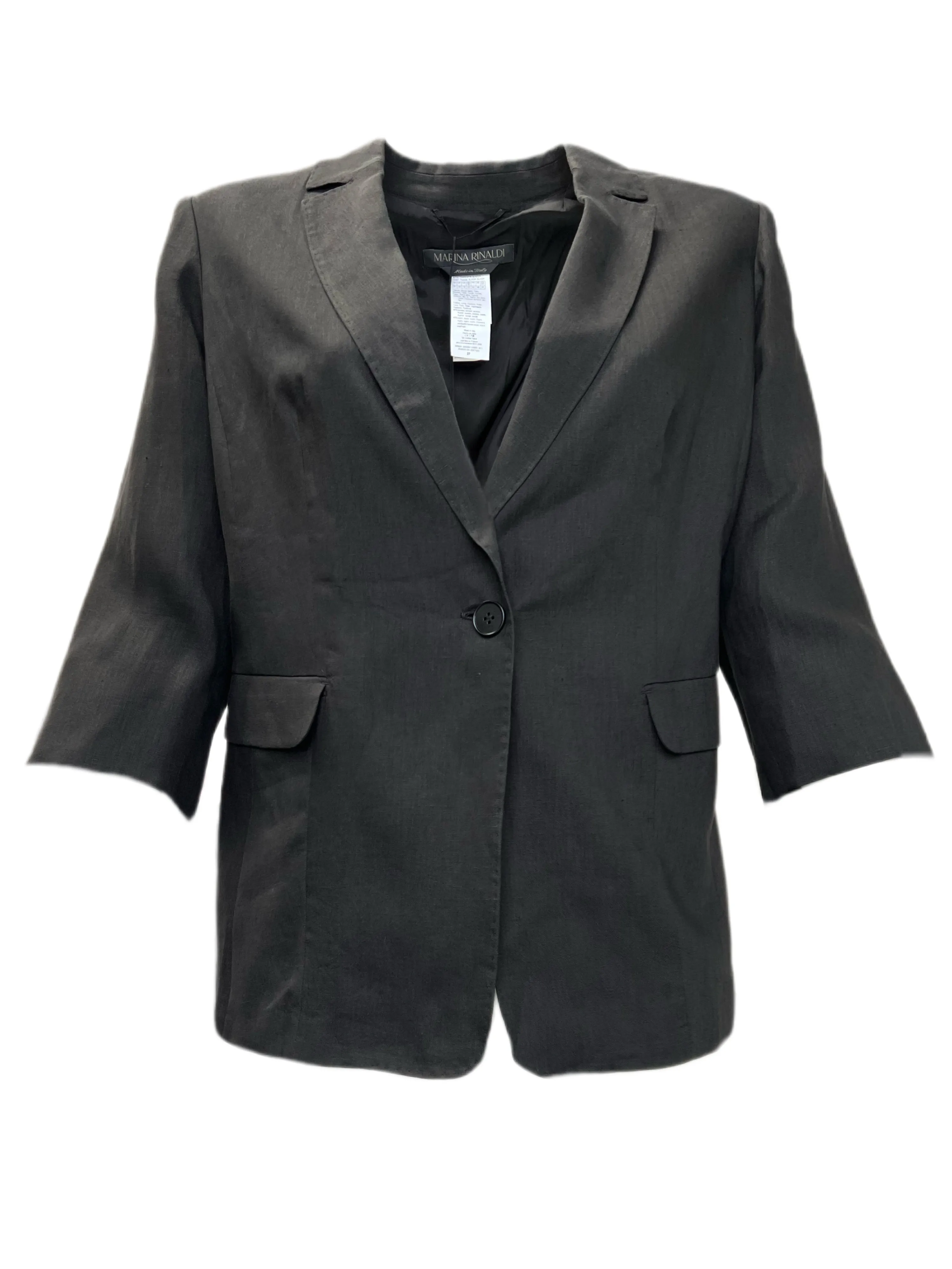 Marina Rinaldi Women's Black Casanova Lapel Collar Len Blazer NWT