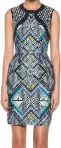 matthew Williamson Blue Raj Linen Embellished Shift Dress UK 6