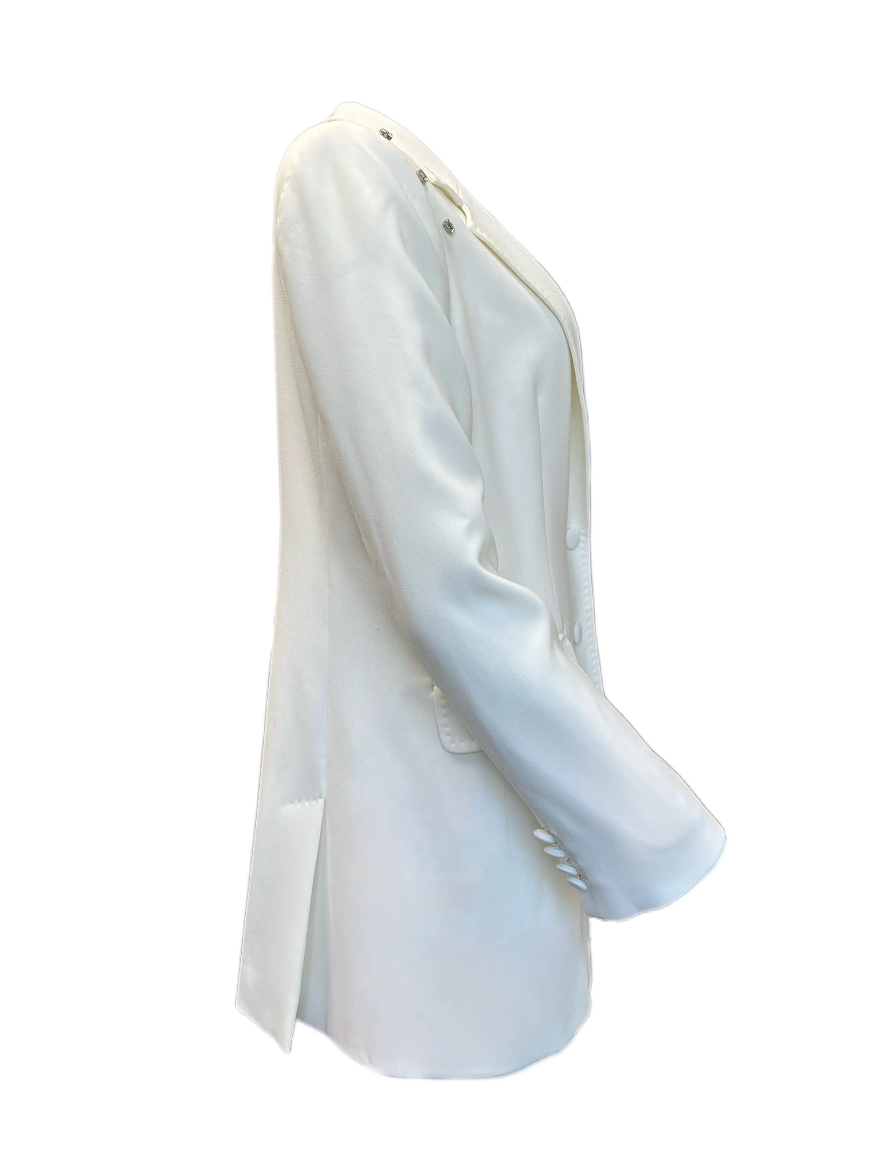 Max Mara Women's Bianco Seta Essere Notch Collar Blazer Size 8 NWT