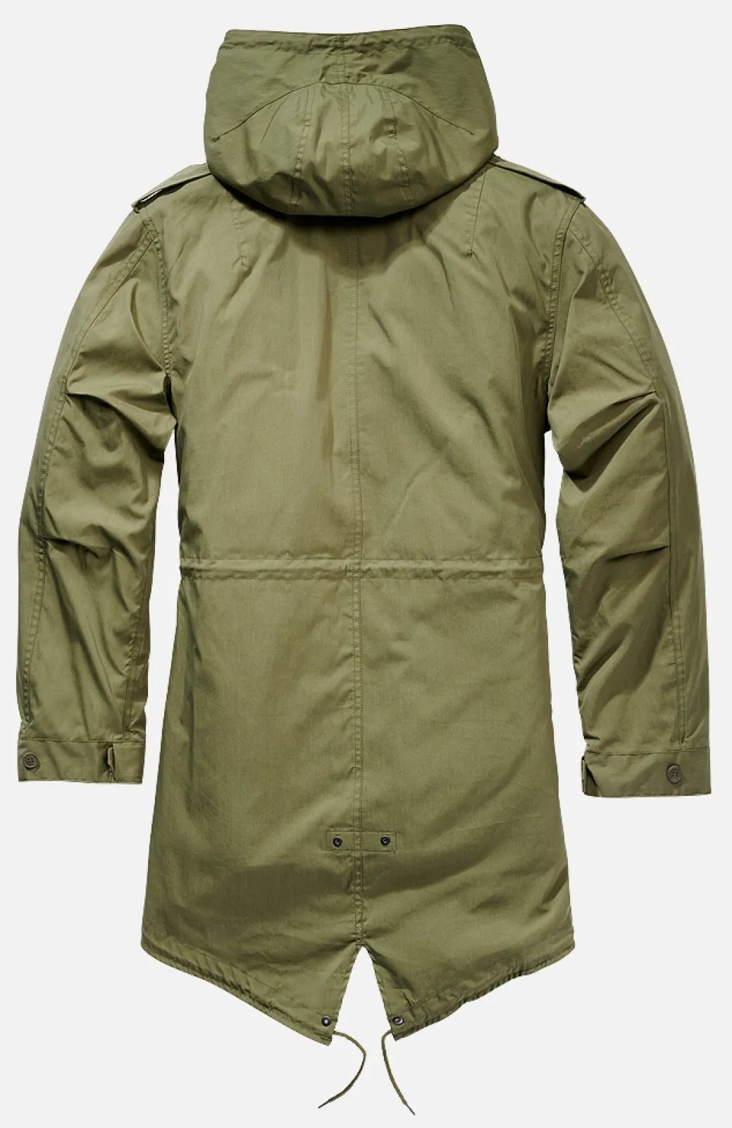 Men's Military Style Drawstring Parka  Coat - Olive