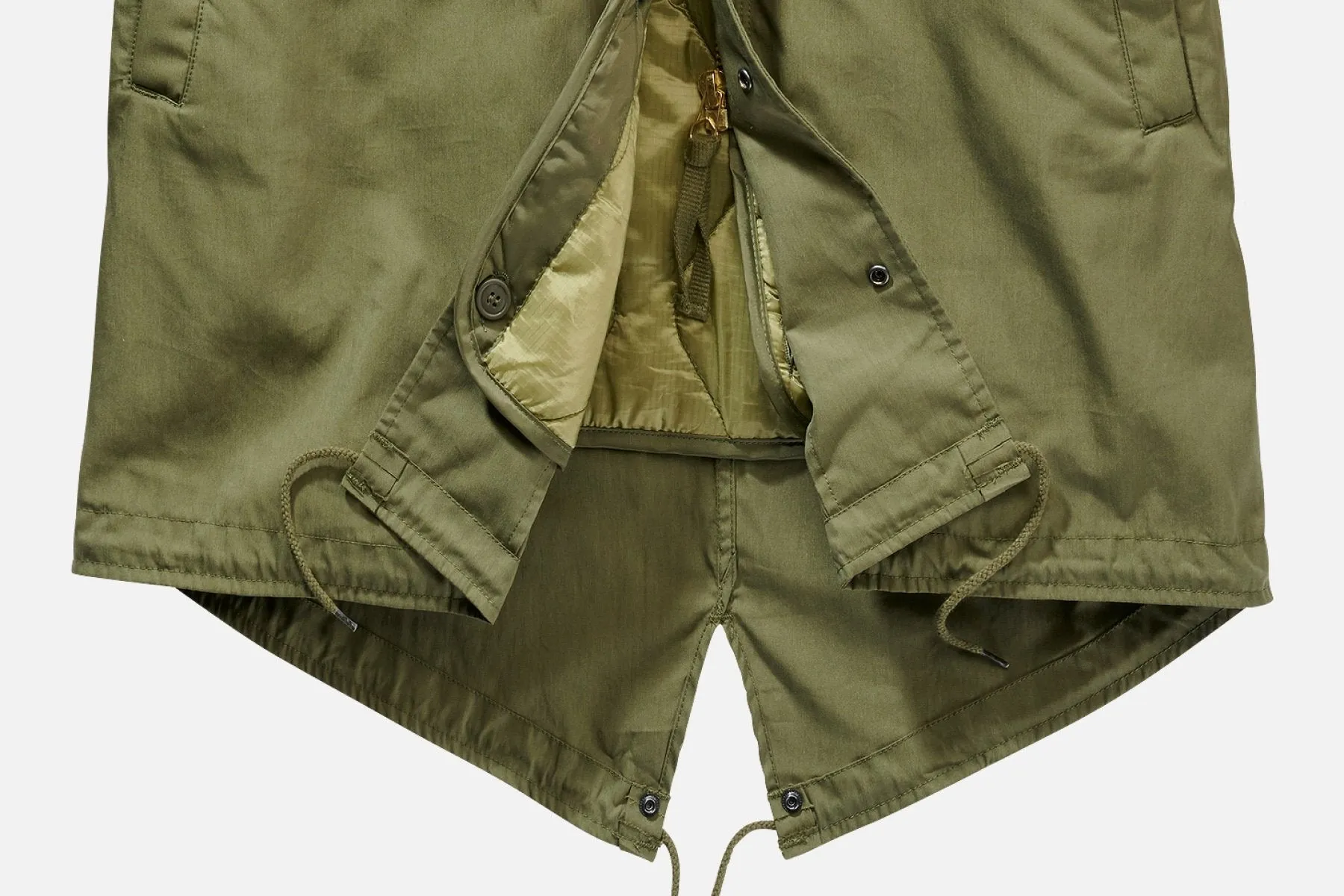 Men's Military Style Drawstring Parka  Coat - Olive
