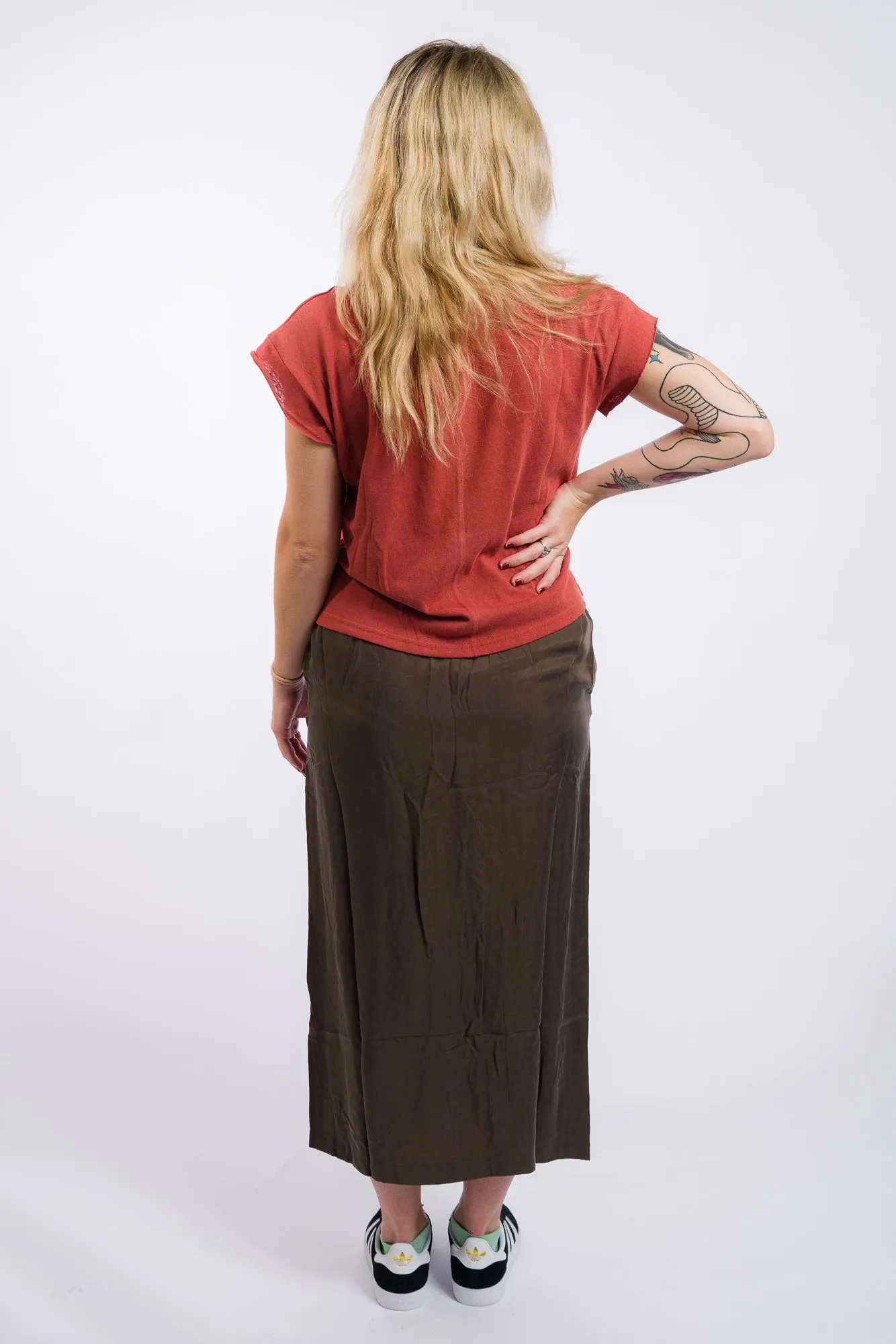Miou Muse Buttondown Midi Cargo Skirt - Olive