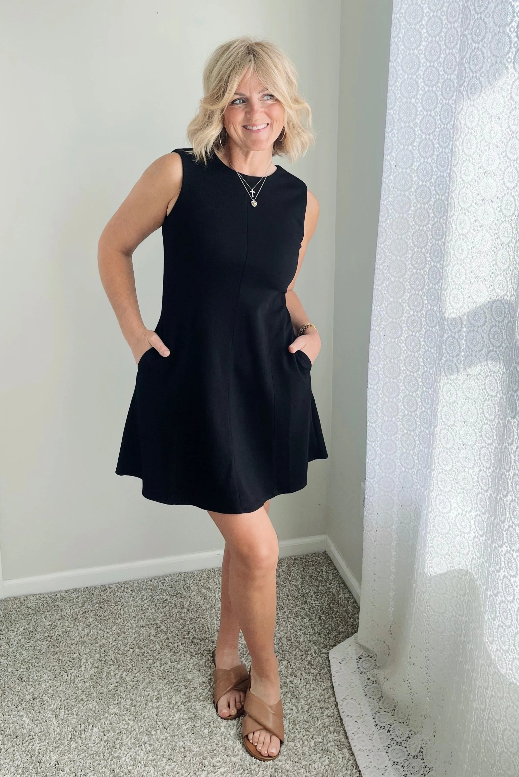 Modal Sleeveless Flared Dress - Black
