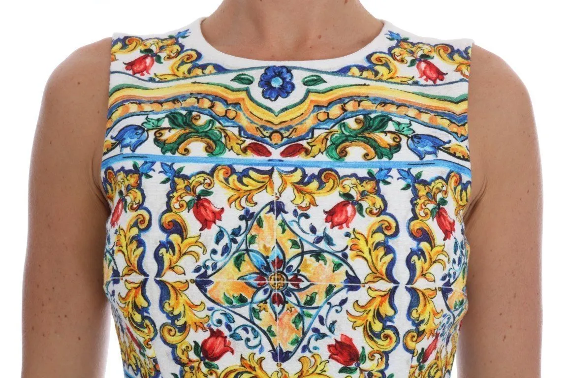 Multicolor Majolica Print Cotton Dress