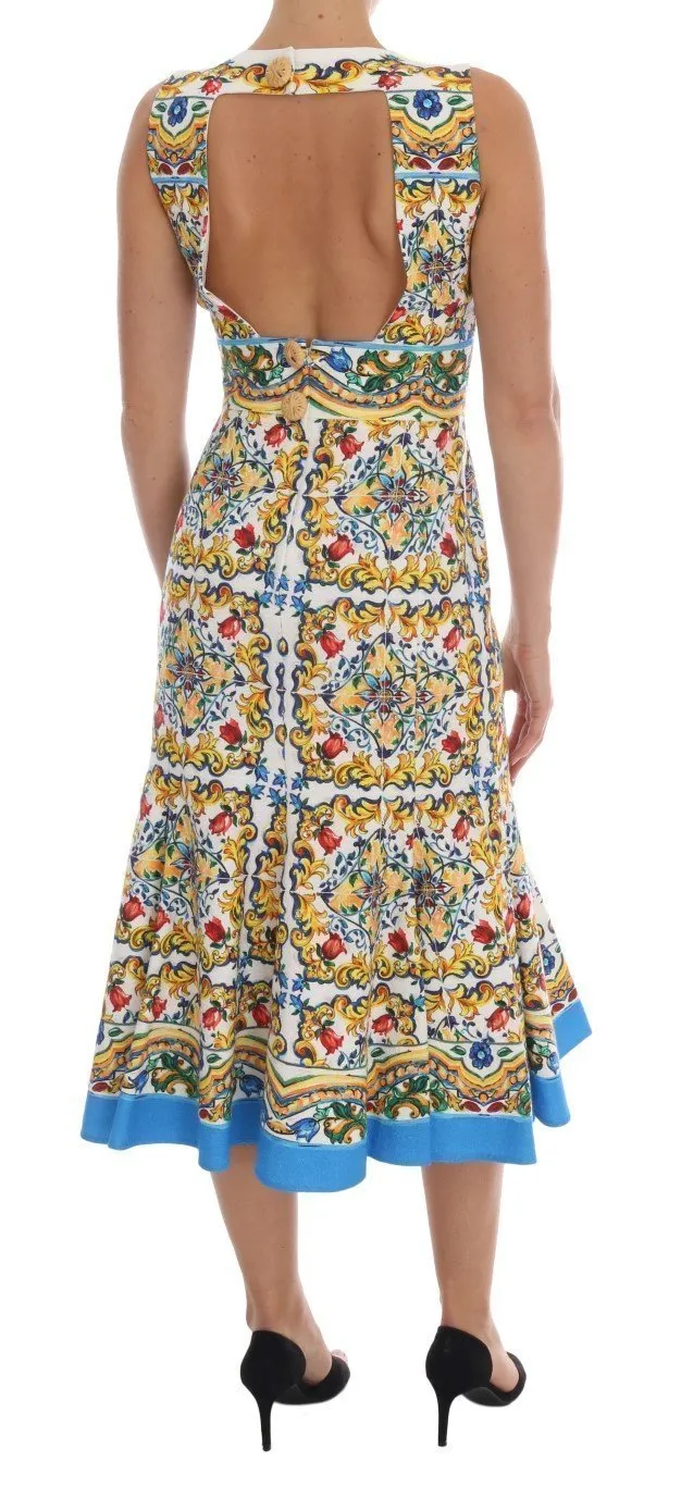 Multicolor Majolica Print Cotton Dress