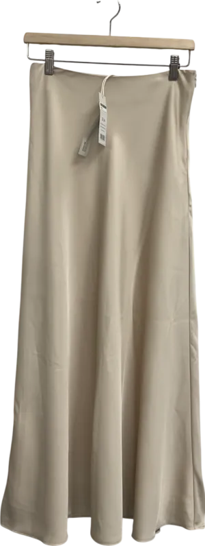 NA-KD Cream Midi Flowy Satin Skirt W34