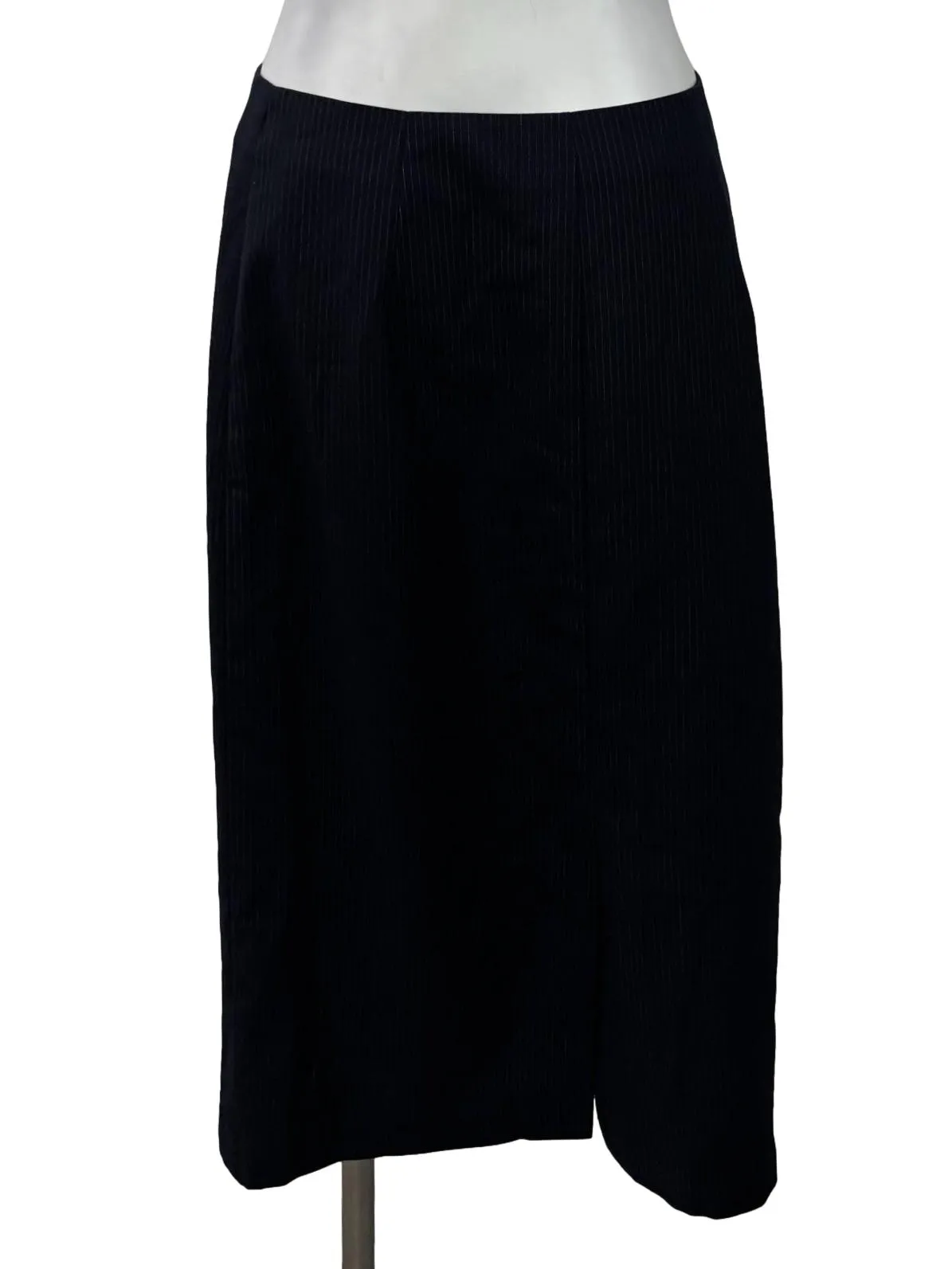 Navy Blue Pinstripe Midi Skirt