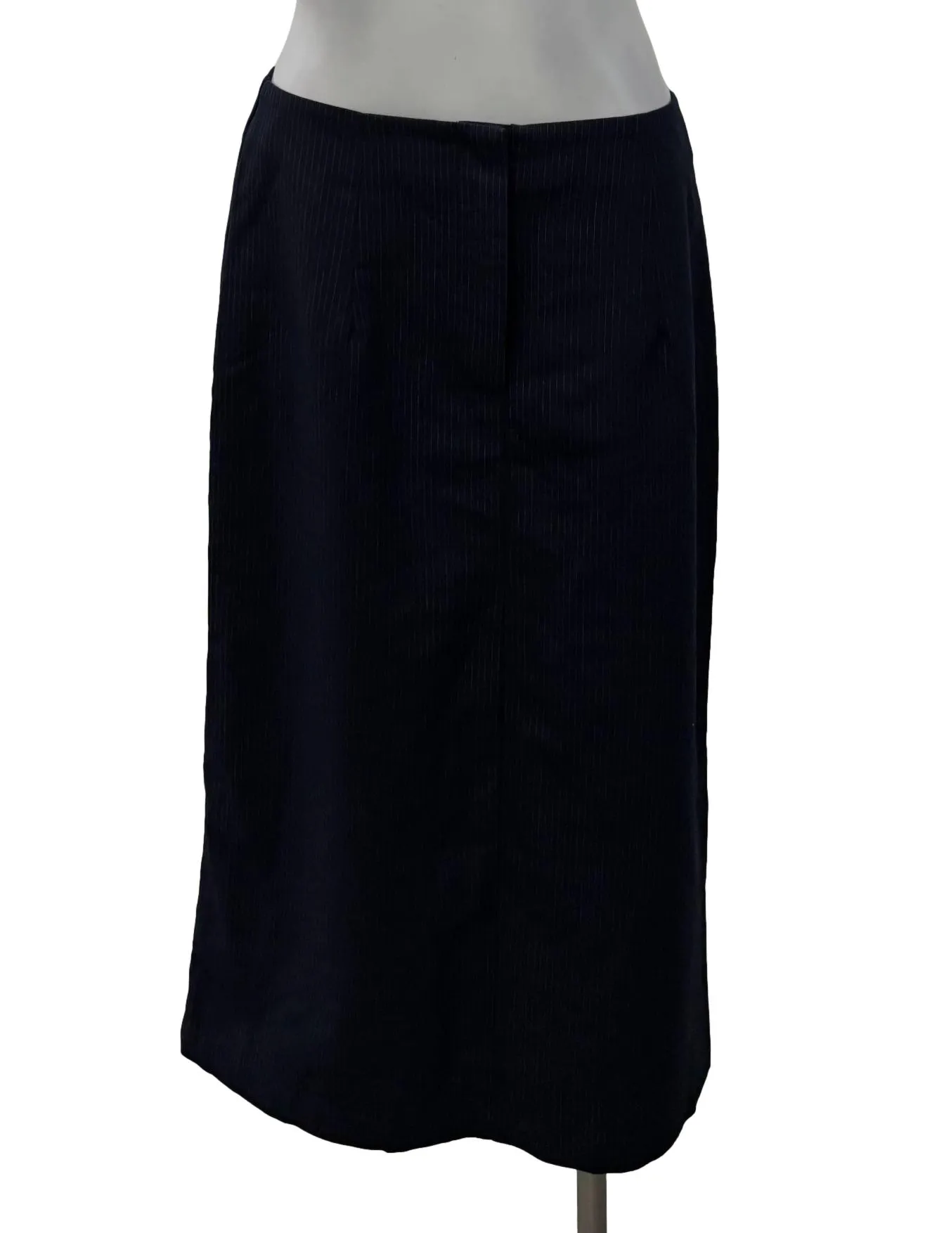 Navy Blue Pinstripe Midi Skirt