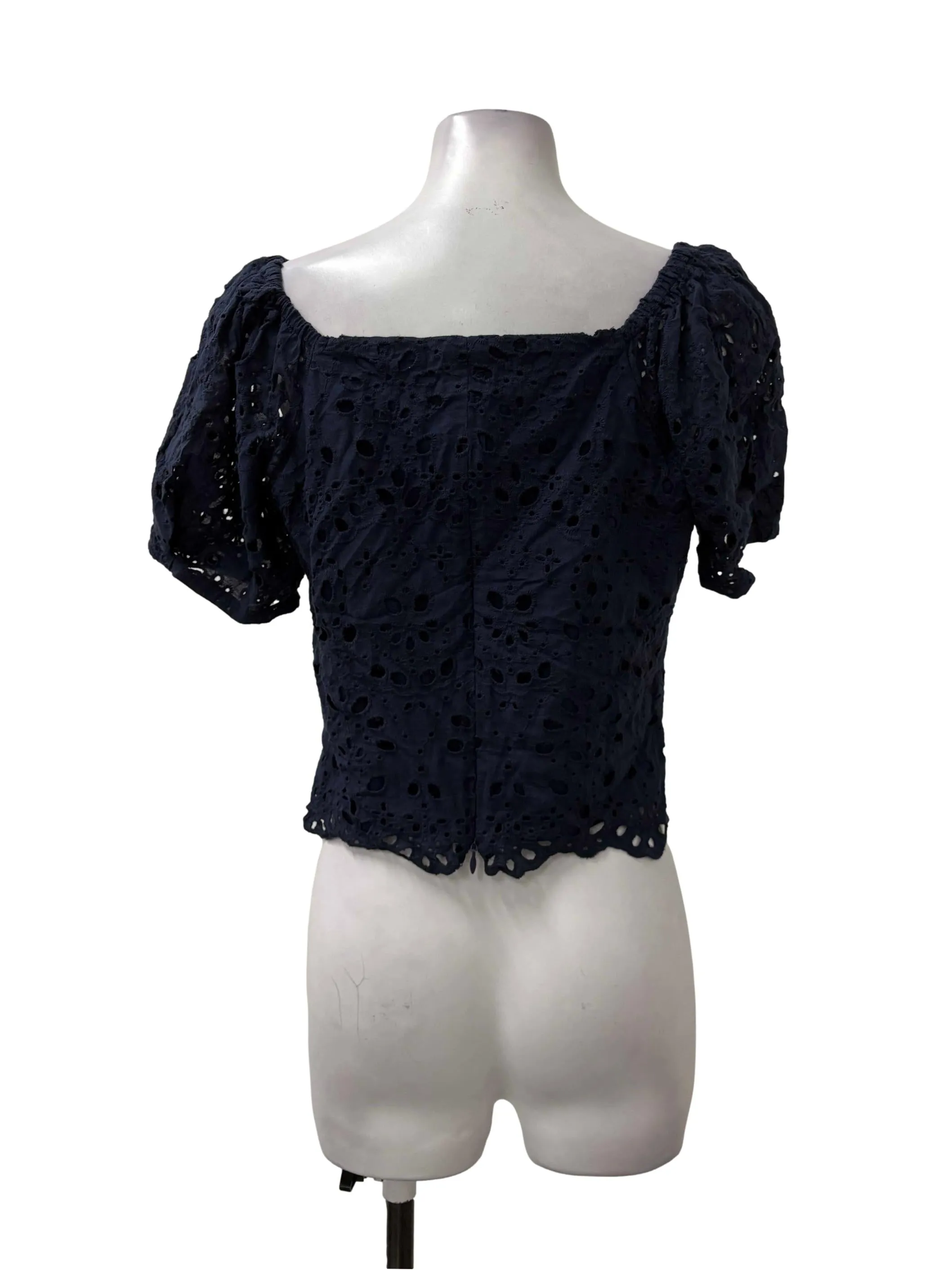 Navy Eyelet Top
