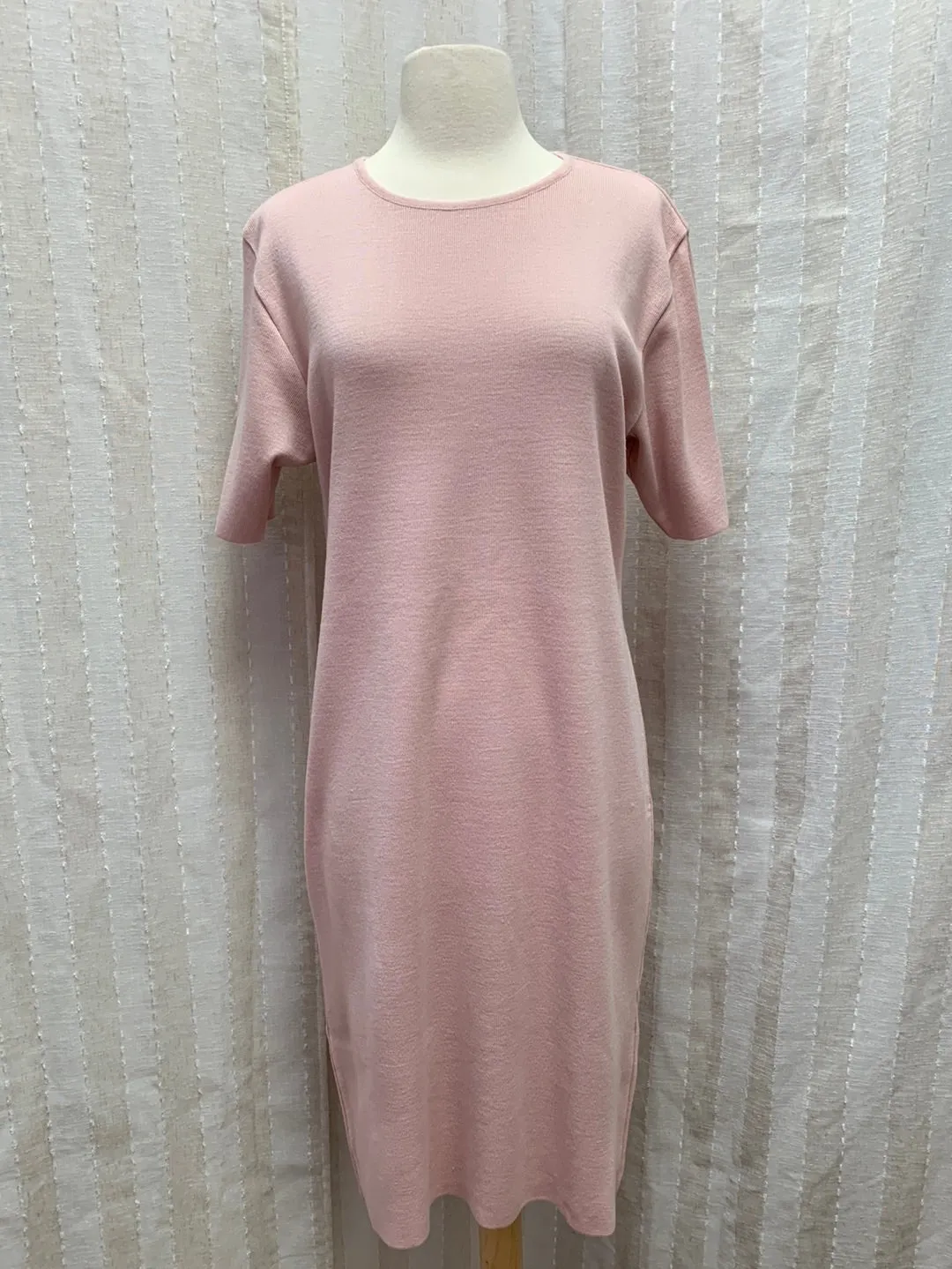 NWOT - GISPA pink Wool Blend Short Sleeve Shift Shirt Dress
