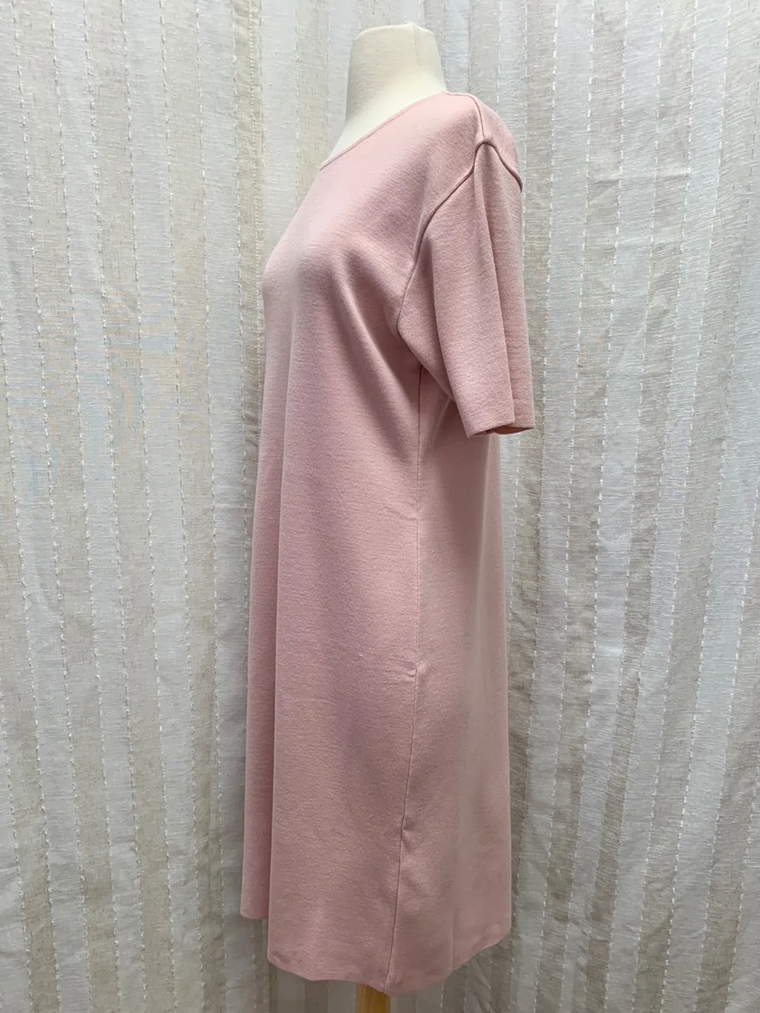 NWOT - GISPA pink Wool Blend Short Sleeve Shift Shirt Dress