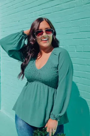 Oakley Shirred Blouse - Jade