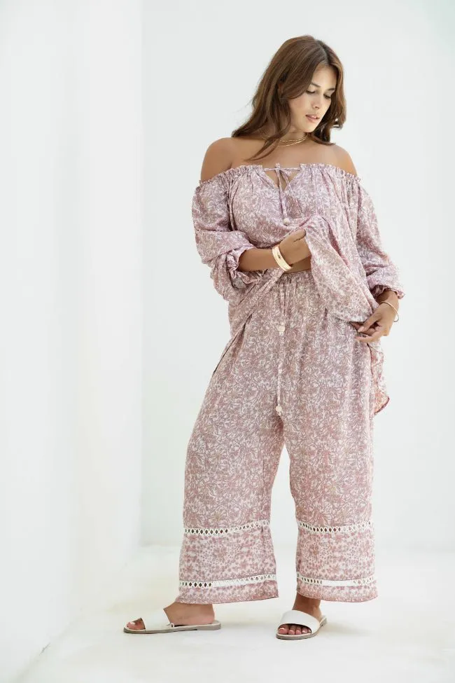 Ouvea Blouse - Dusty Pink Iris Print