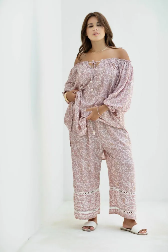 Ouvea Blouse - Dusty Pink Iris Print