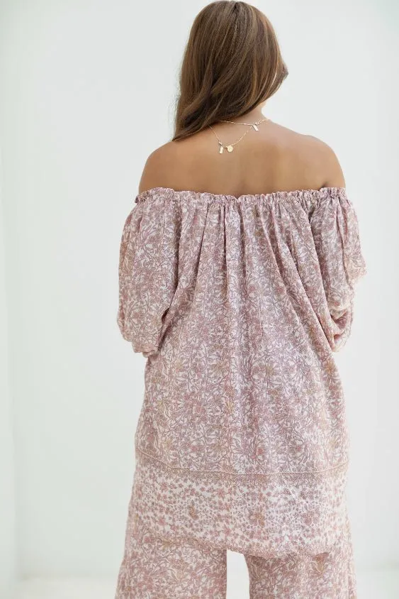 Ouvea Blouse - Dusty Pink Iris Print