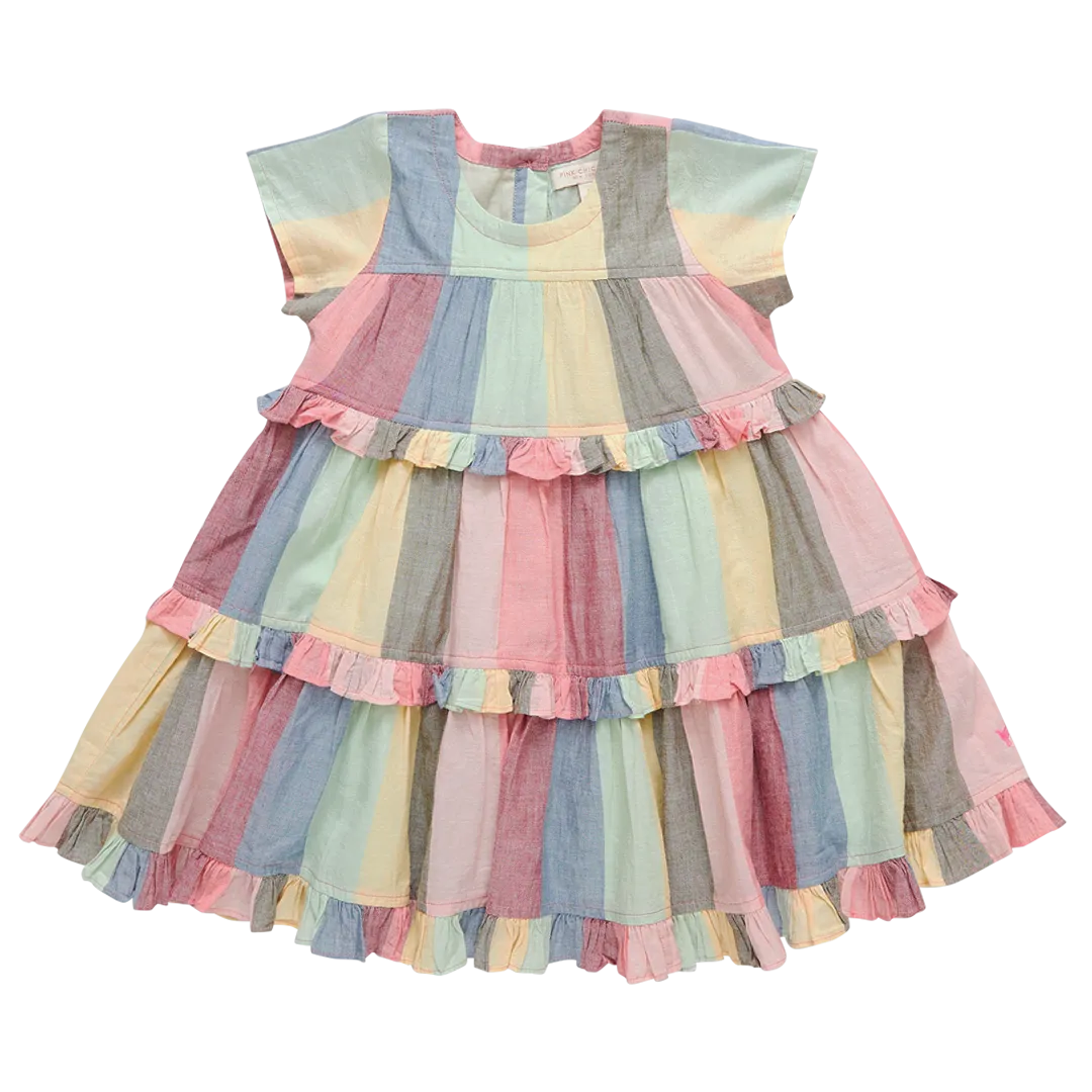 Pink Chicken Girls Daphne Dress - Multi Wide Stripe
