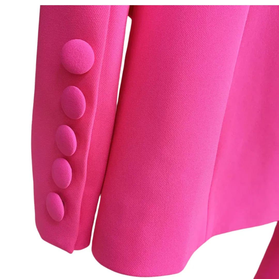 Pink Fitted Button blazer and High Wasted Wide Leg Pant Set