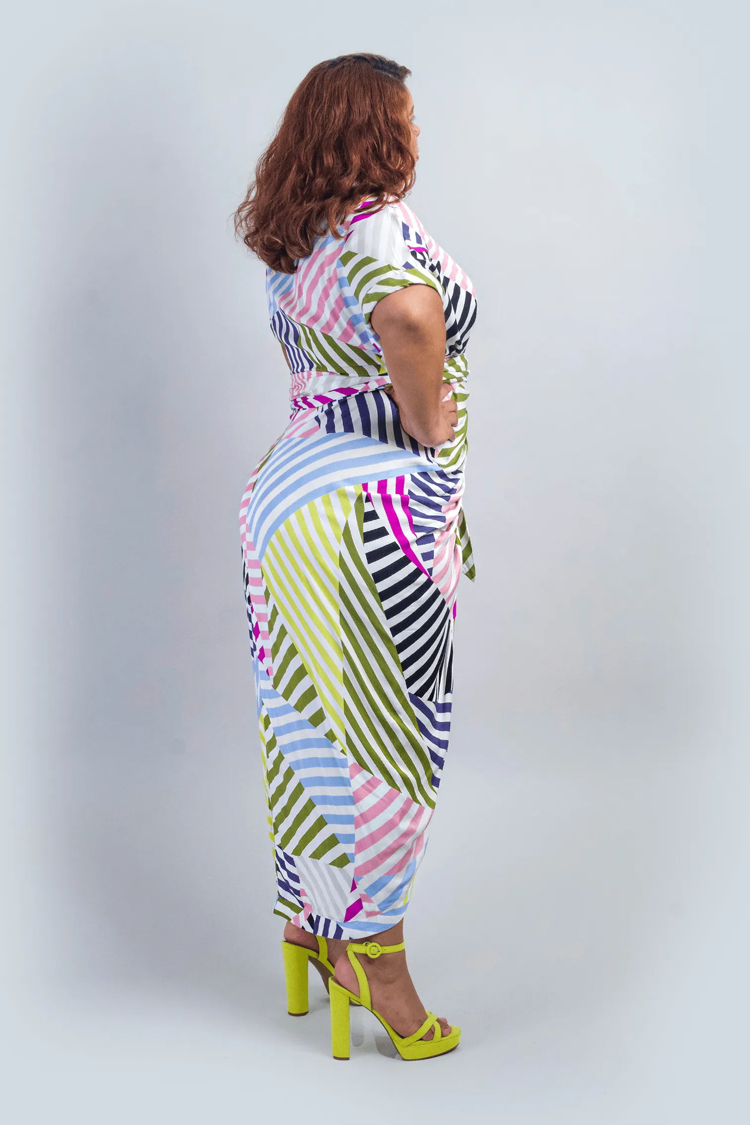 Plus Stripe Midi Shirt Dress