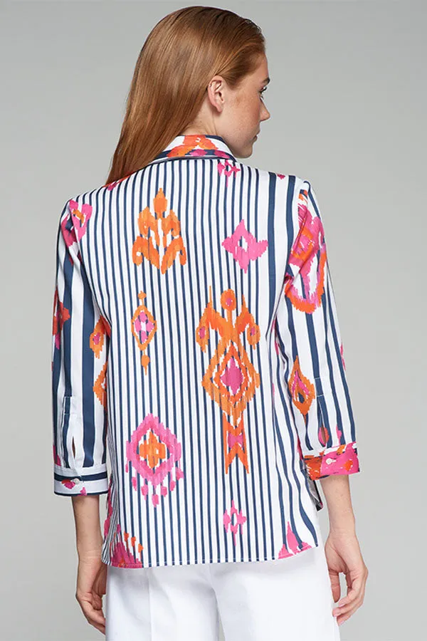 POLINE IKAT PRINT STRIPED SHIRT