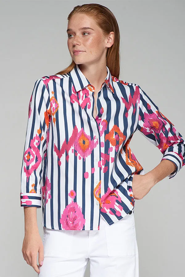 POLINE IKAT PRINT STRIPED SHIRT