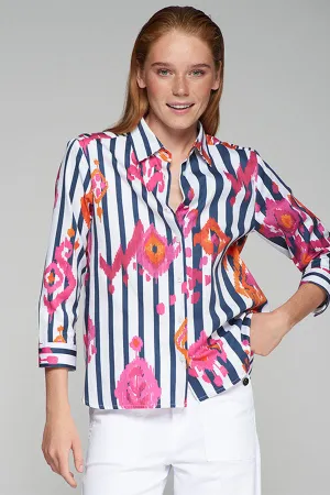 POLINE IKAT PRINT STRIPED SHIRT
