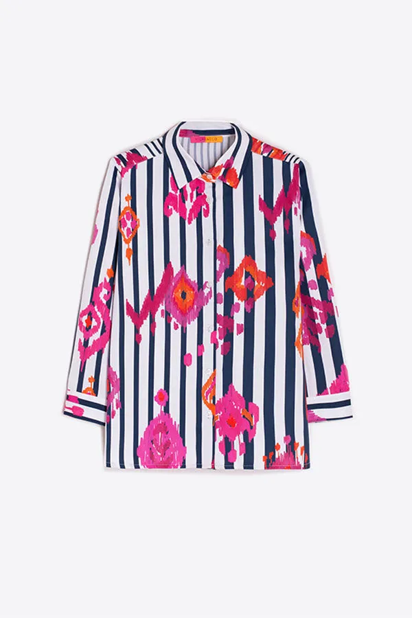 POLINE IKAT PRINT STRIPED SHIRT