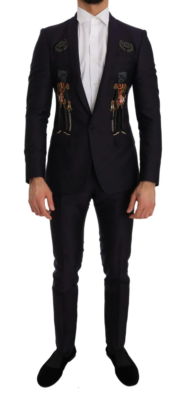 Purple Crystal Crown 3 Piece MARTINI Suit