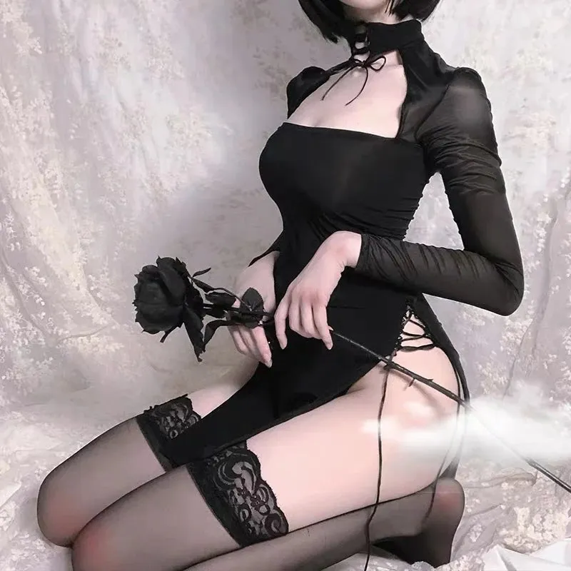 "SEXY TULLE CLASSIC CHEONGSAM" NIGHTDRESS D042044
