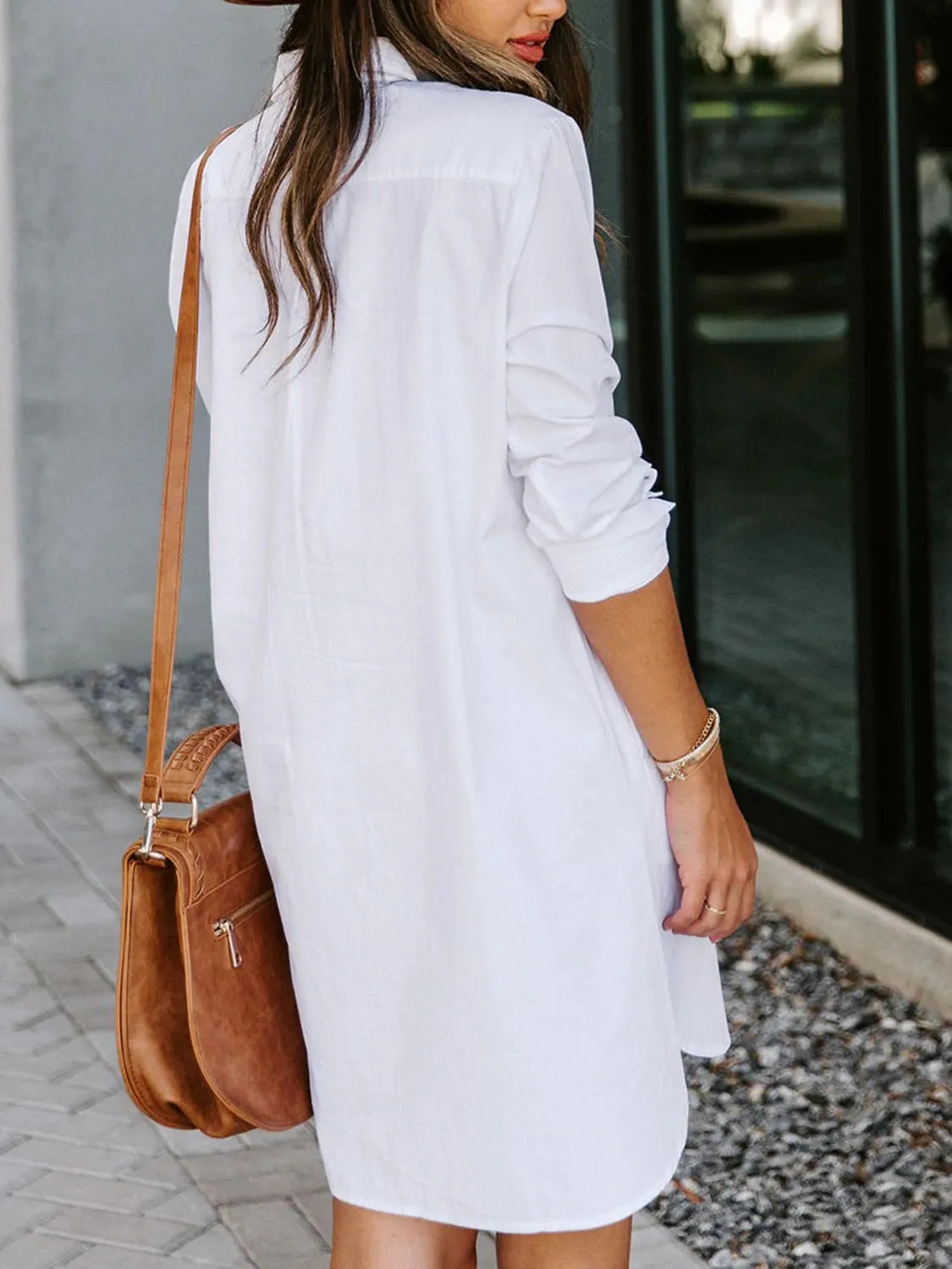 Raelynn Button Up Collared Neck Long Sleeve Shirt Dress